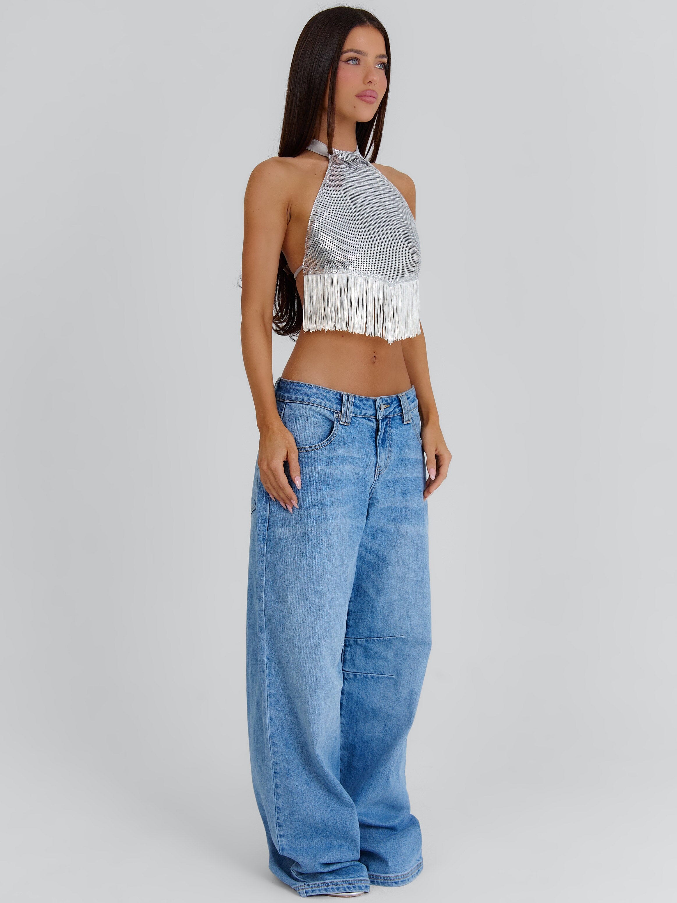 KATRINA CROP TOP SILVER