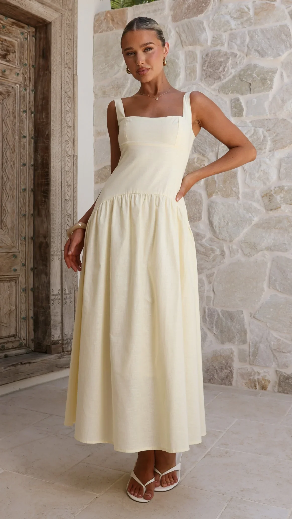 Lucy Drop Waist Maxi Dress - Butter