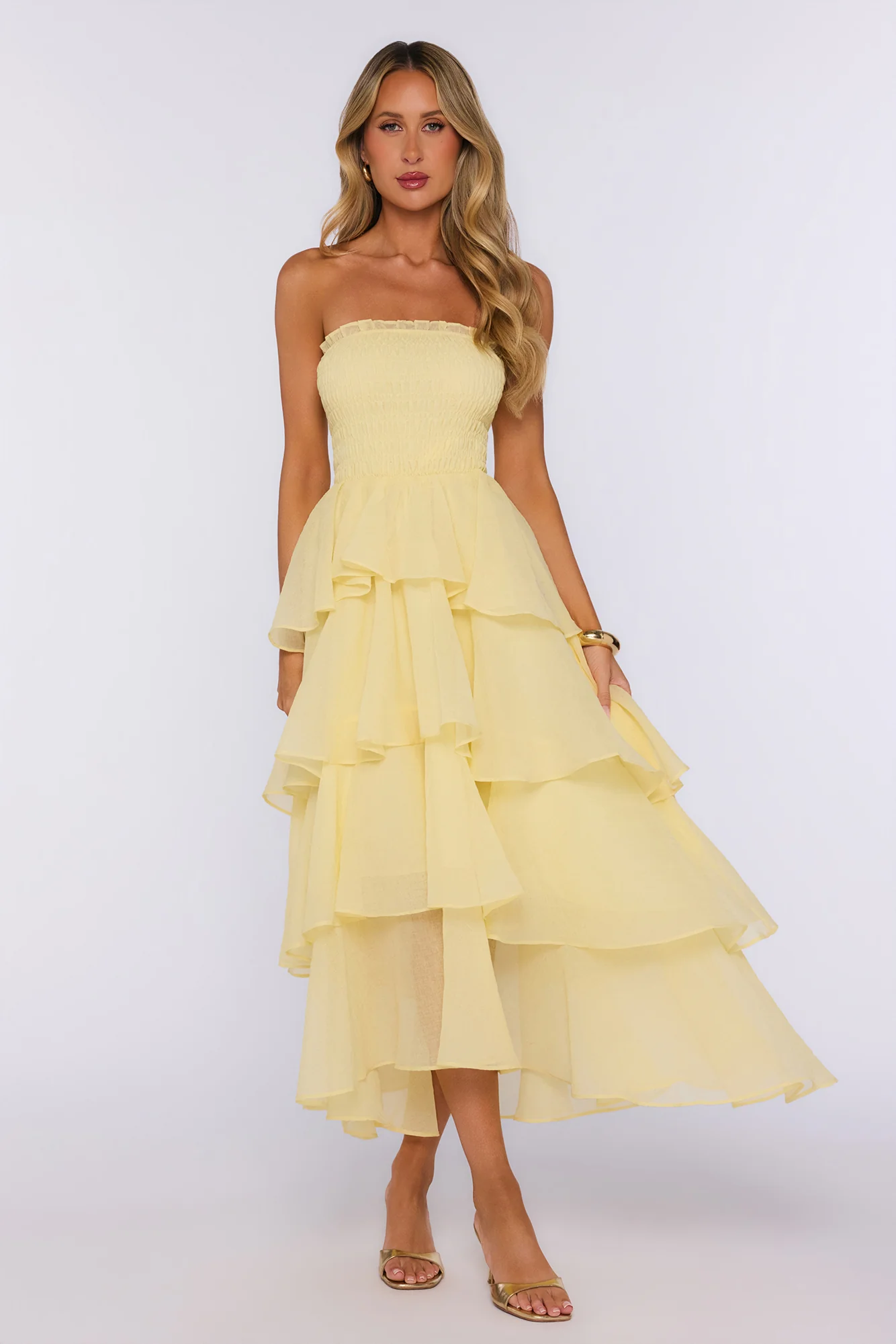 Dress The Part Strapless Maxi Dress Lemon