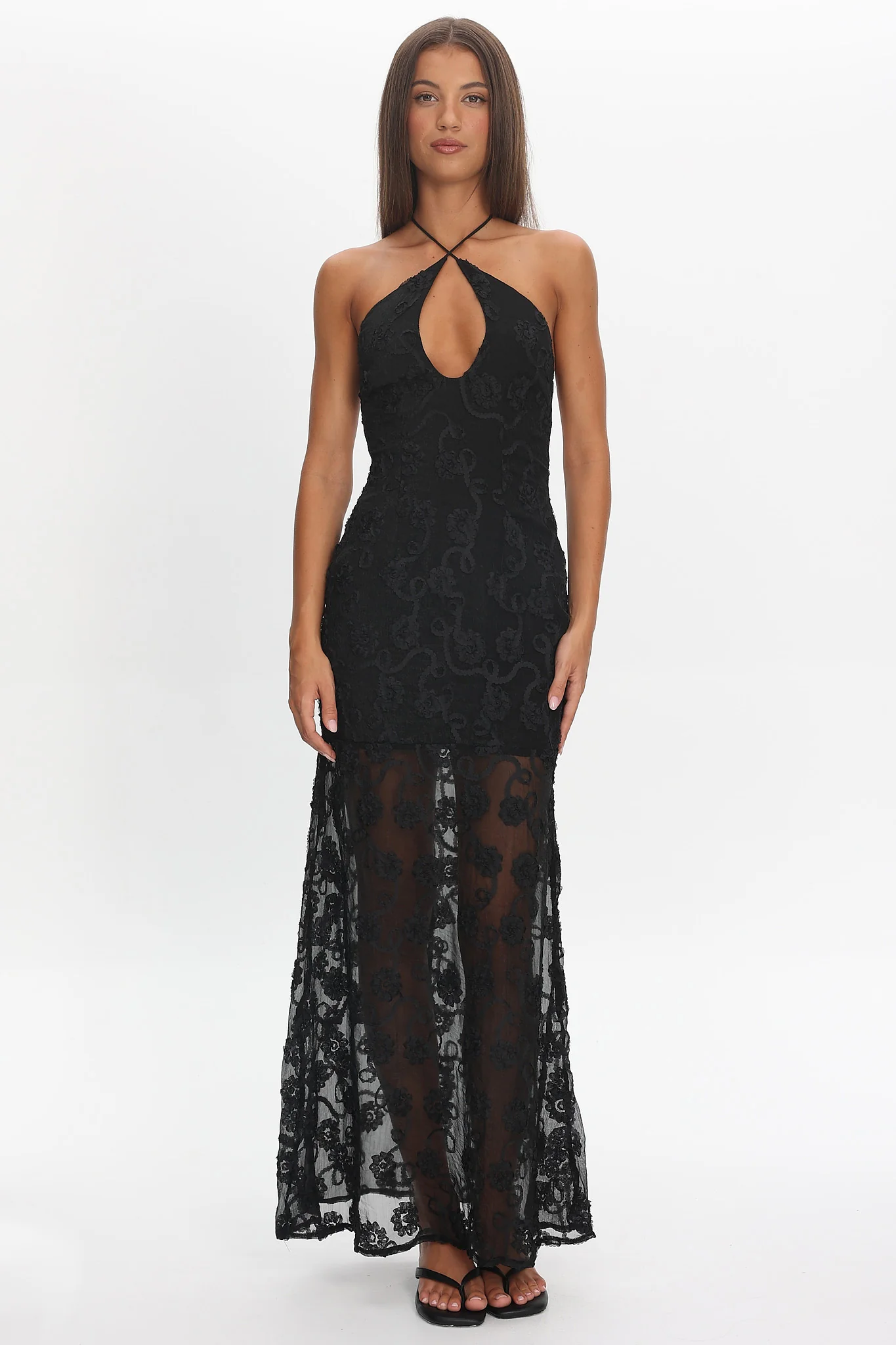 One Night Low Back Maxi Dress Embellished Black - luluinthesky