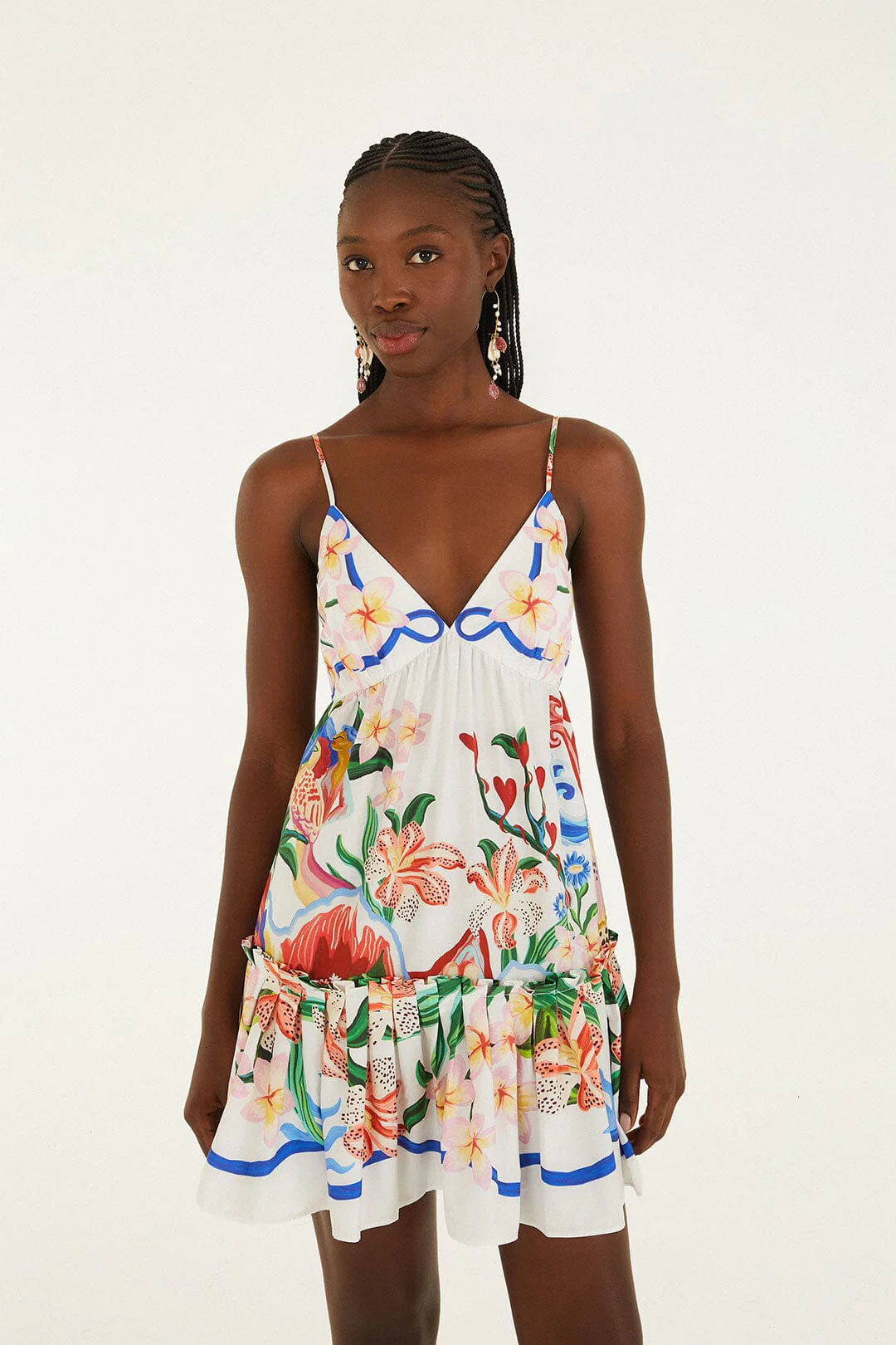 Off-White Garden Of Life Scarf Ruffled Mini Dress