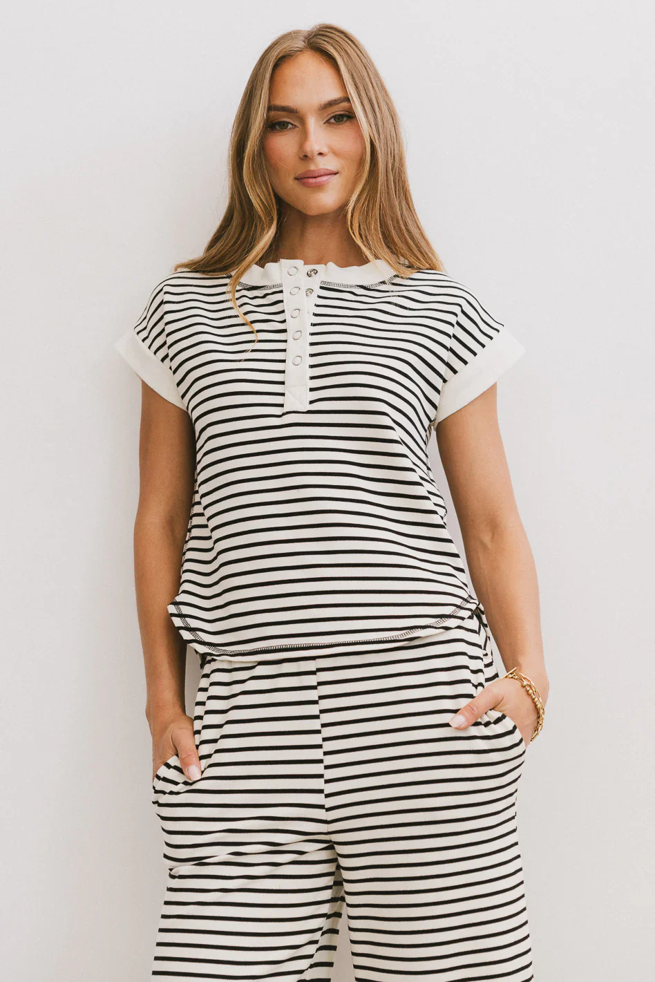 Zia Striped Top in Black