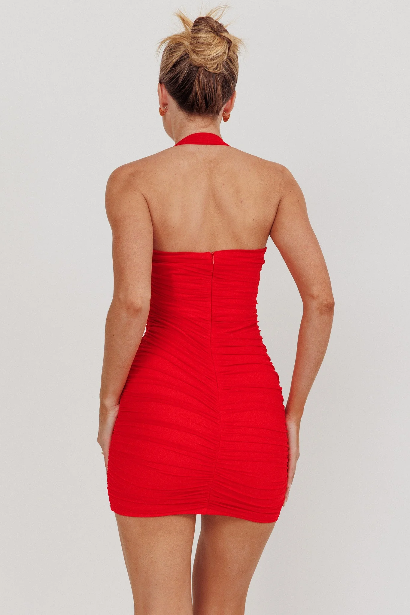 Mars Draped Strapless Mini Dress Red - luluinthesky