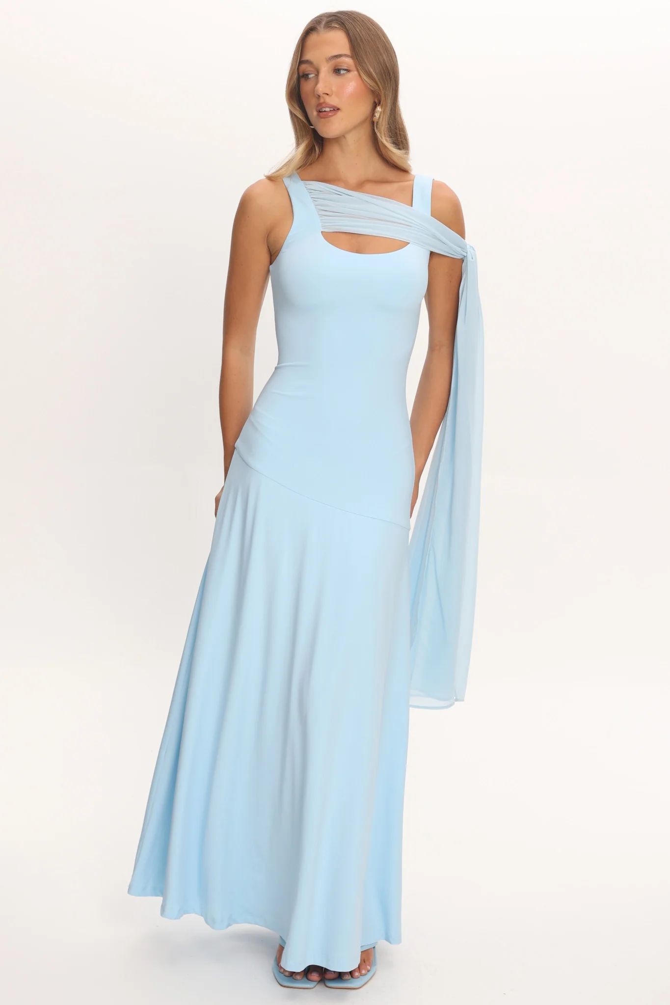 Lylah Sash Neckline Maxi Dress Light Blue - luluinthesky