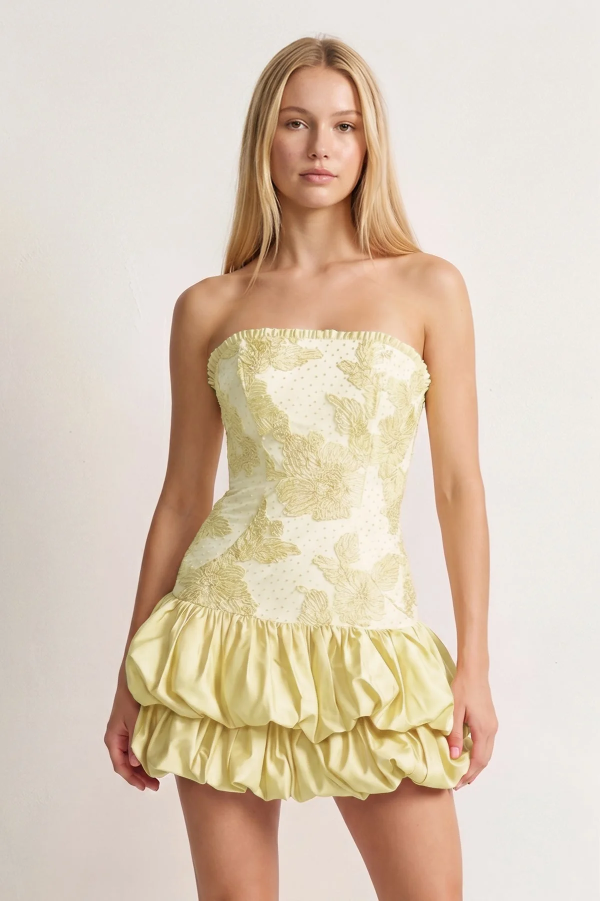 Hot Pink Strapless Embroidered Flower Ruched A-Line Homecoming Dress