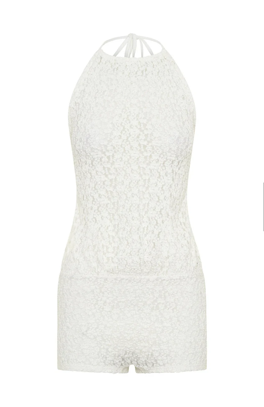 Misbehave Playsuit Off White - luluinthesky