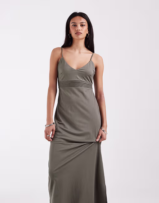 ONLY bust detail maxi cami dress in khaki