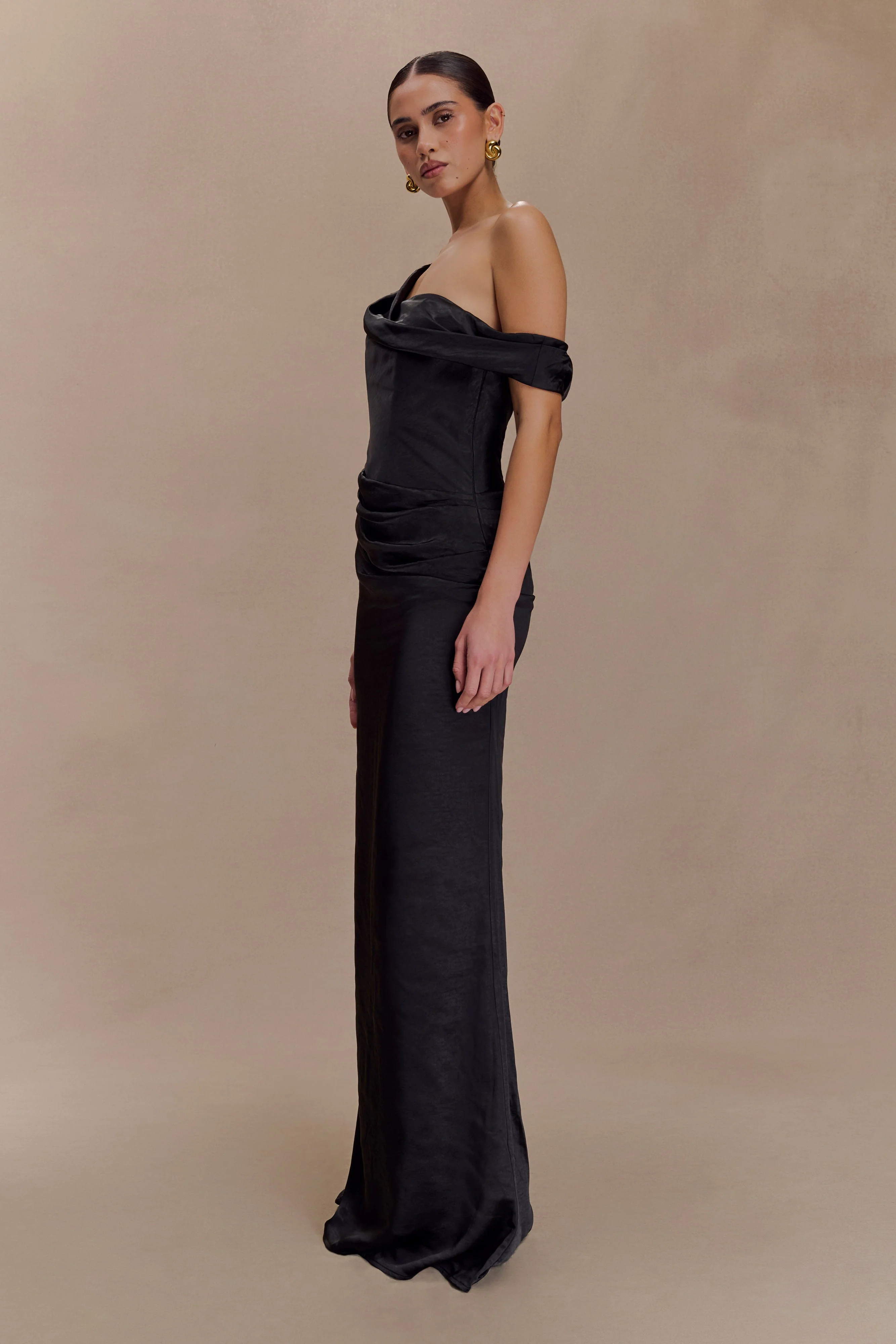 Dalia-Off-Shoulder-Satin-Maxi-Dress-Black