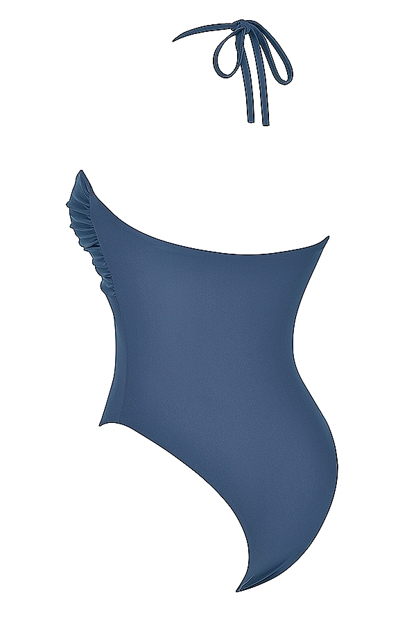 Deep Blue Gathered Swimsuit