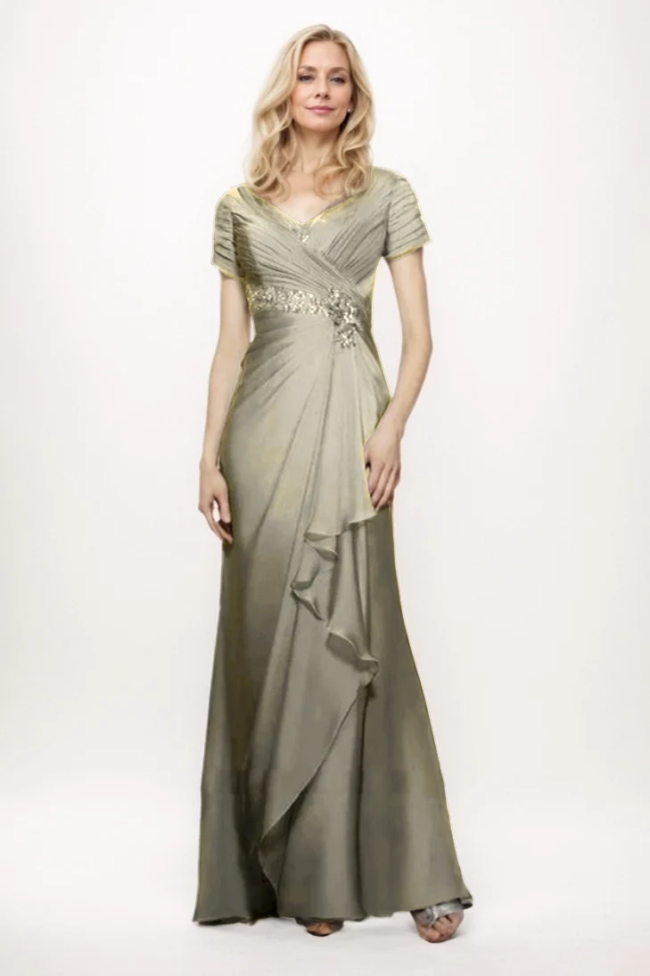 Sheath-Column Maxi Chiffon Mother Of The Bride Dress CM0277