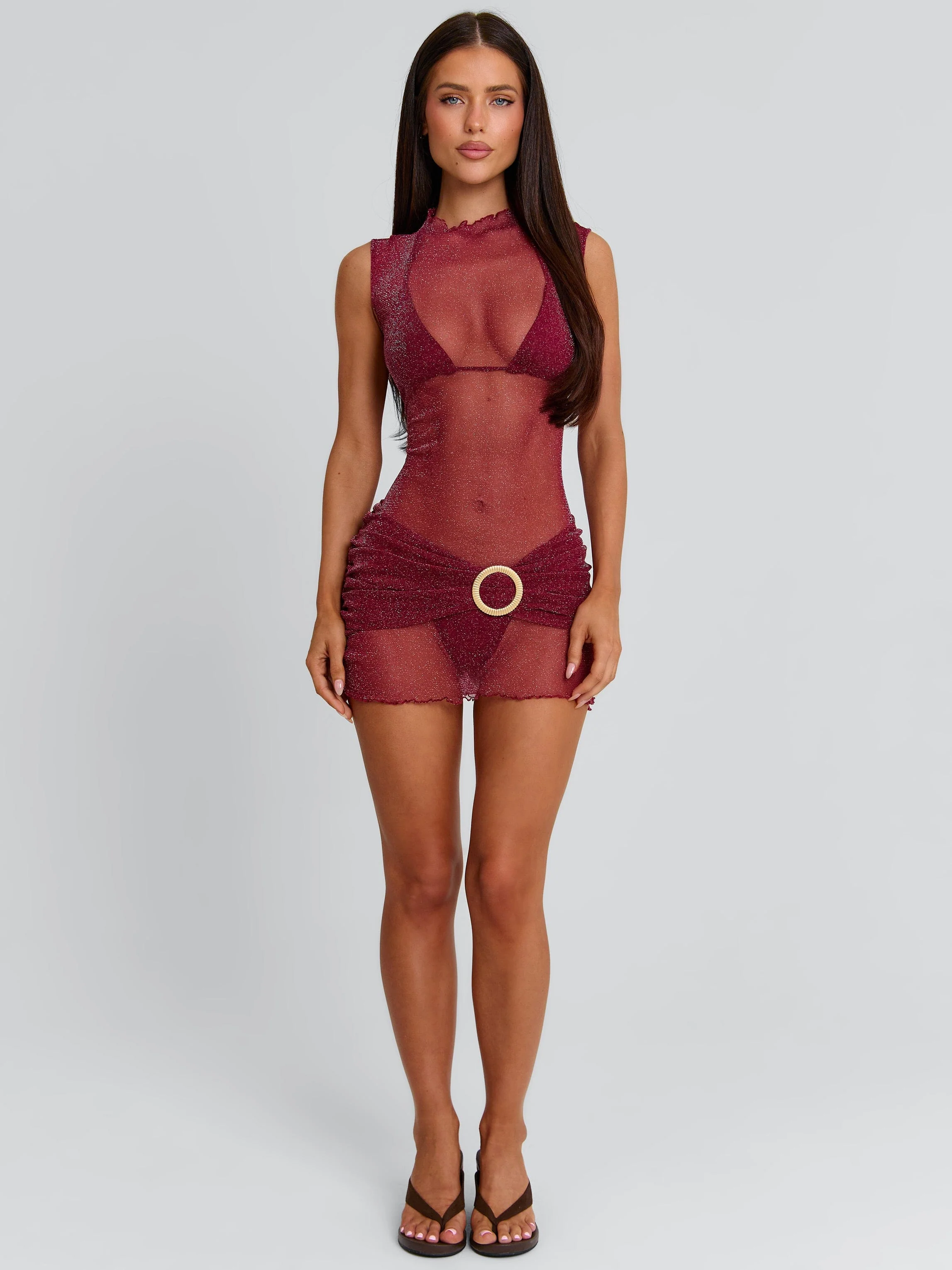 ZIANE MINI DRESS BURGUNDY
