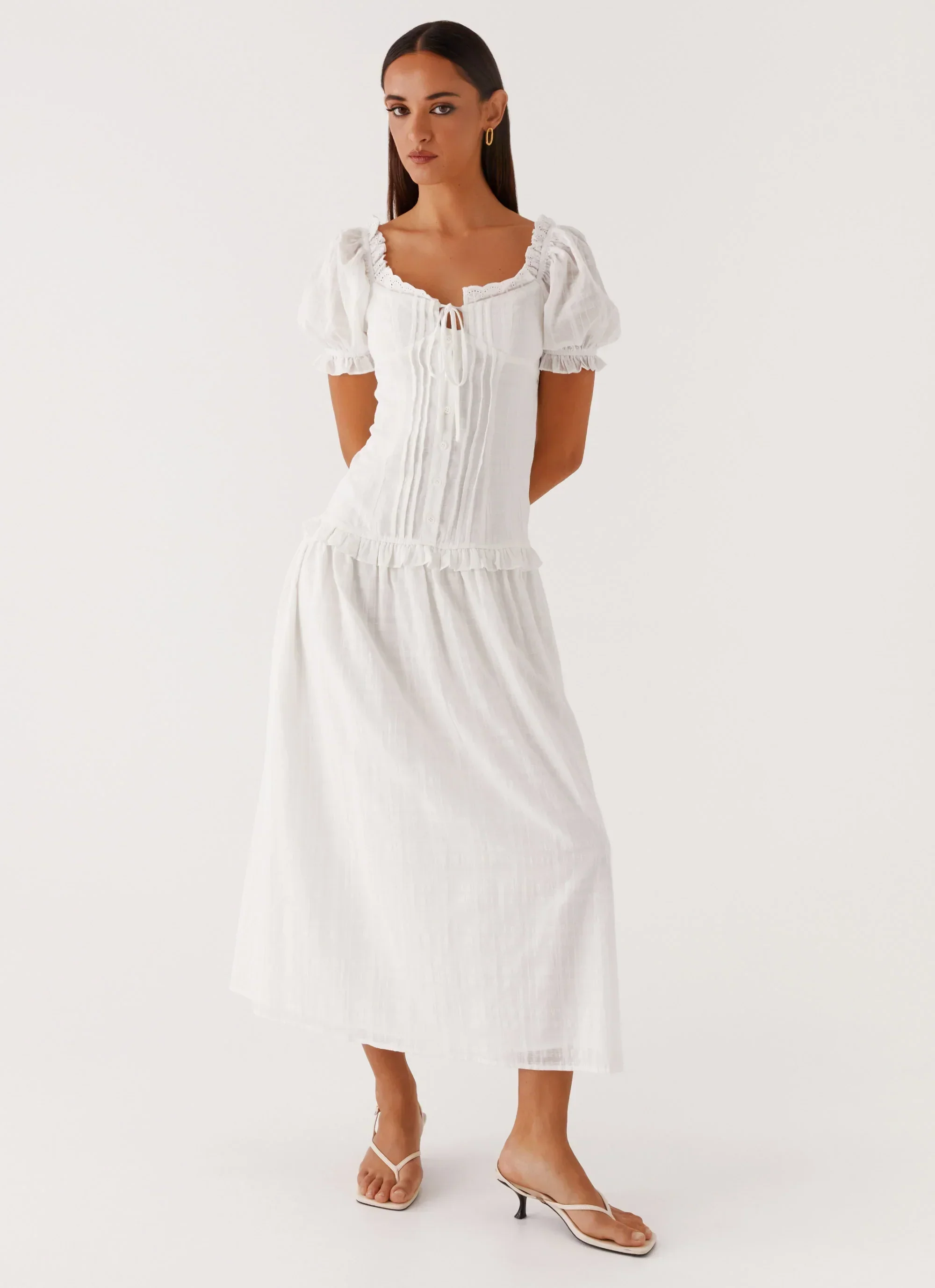 Hundred Percent Midi Dress - White - luluinthesky