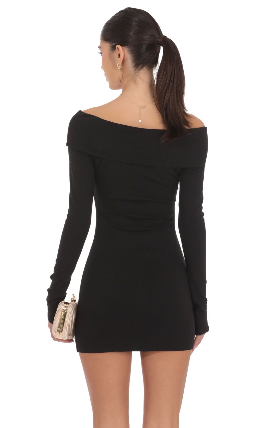 Charmed Off Shoulder Dress in Black
