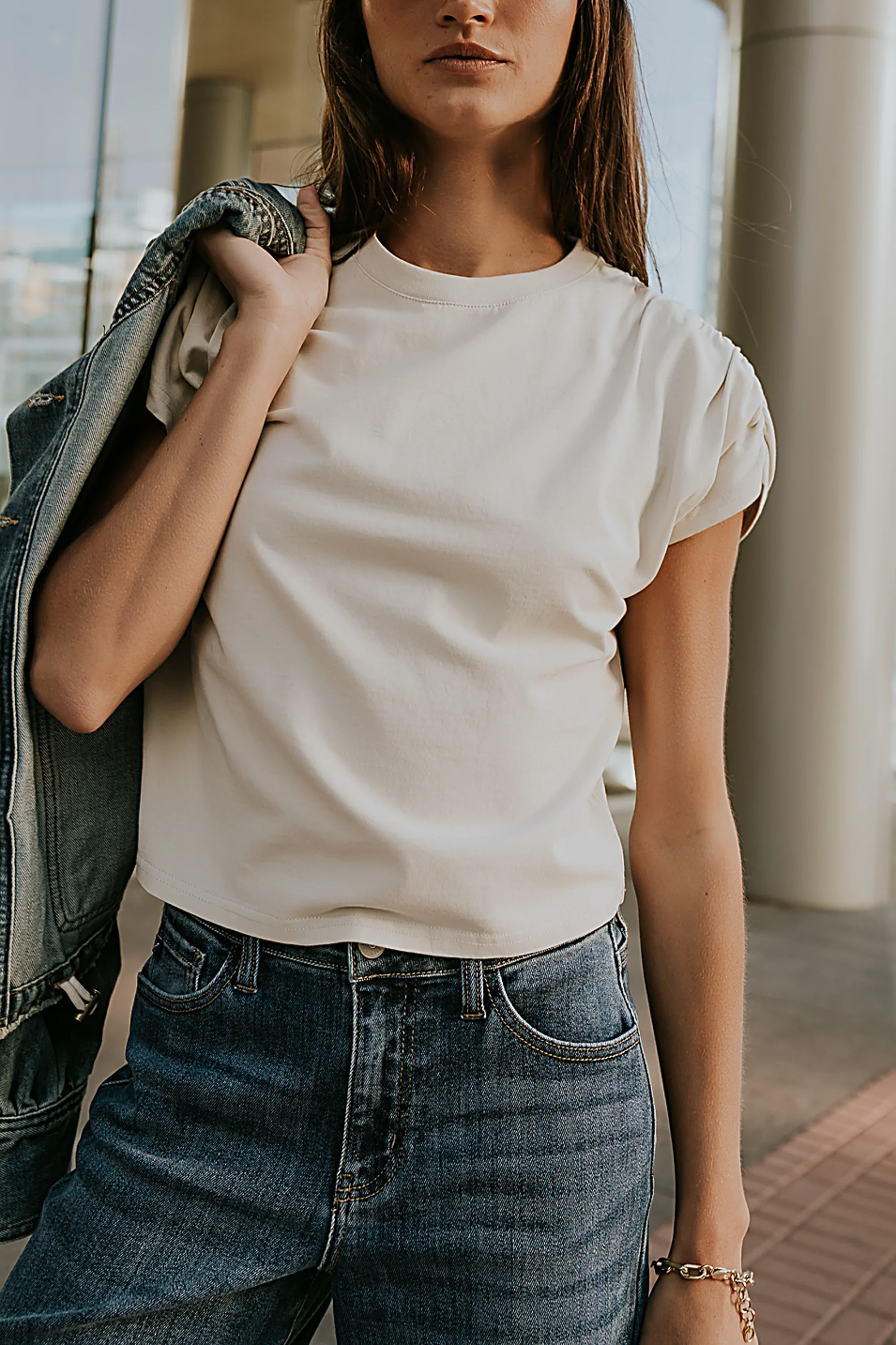 Noelle Ruched Top in Ecru