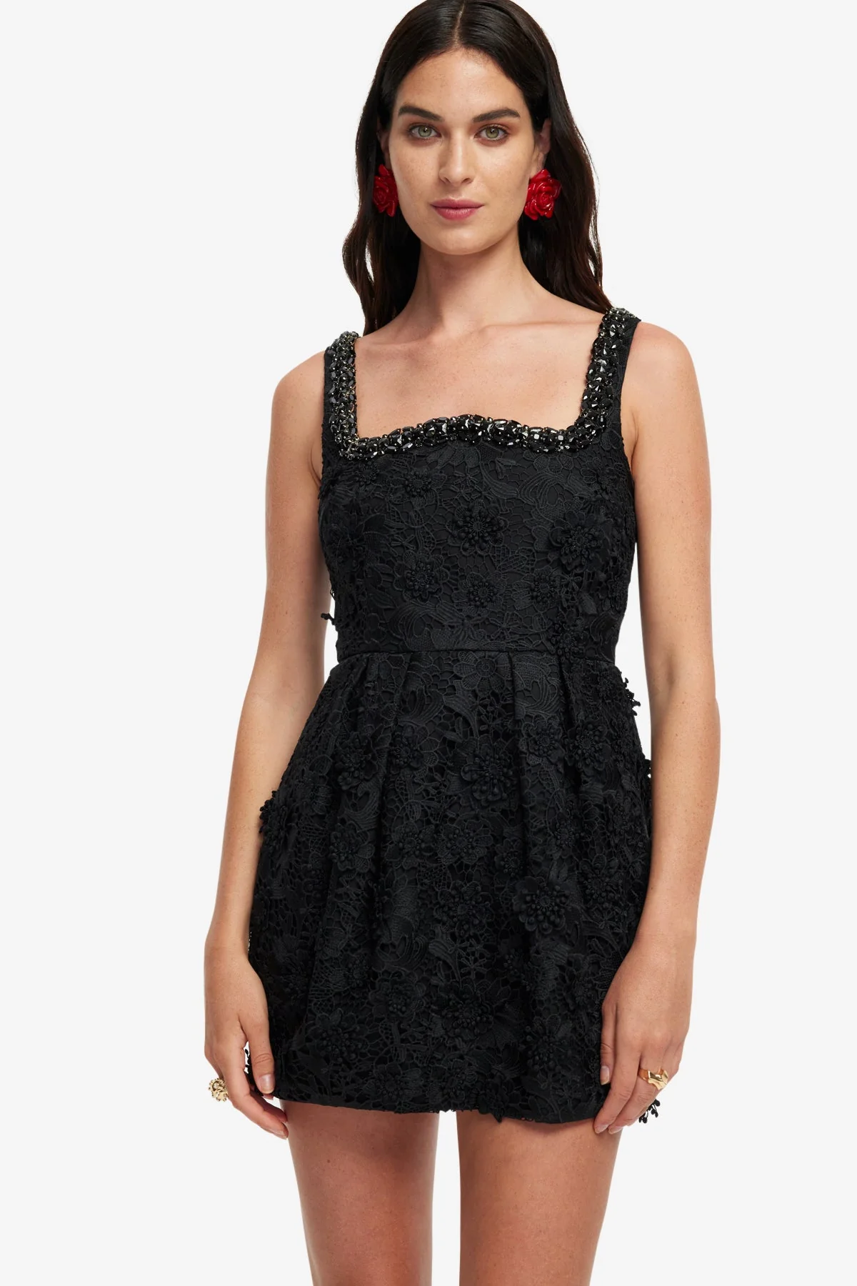 Piper Lace Mini Dress - Ebony