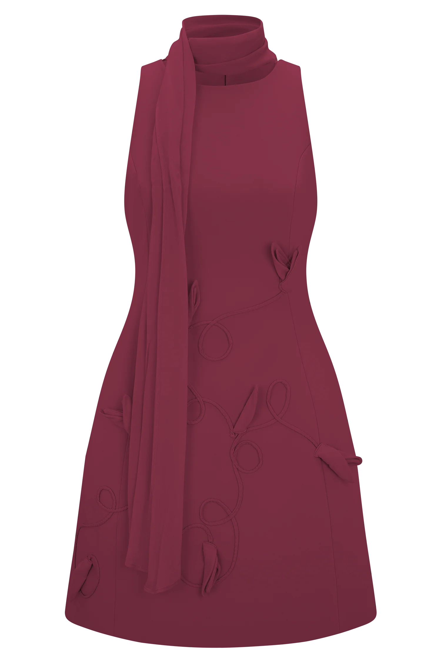 Skyler Suiting Embroidered Mini Dress - Wine