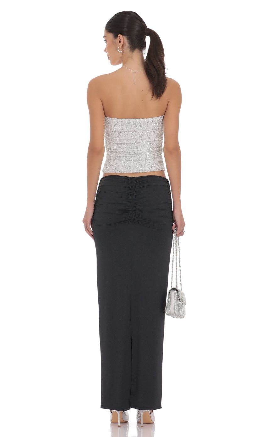 Ruched Bodycon Maxi Skirt in Black - FASHION NOB
