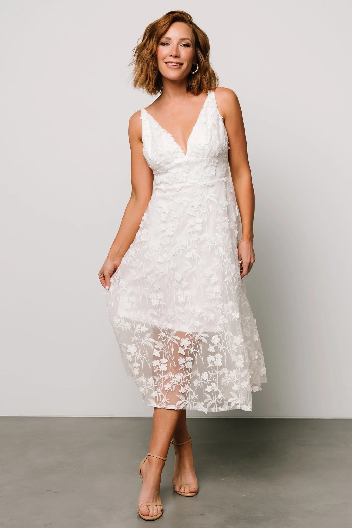 Larissa Midi Dress | Off White - luluinthesky
