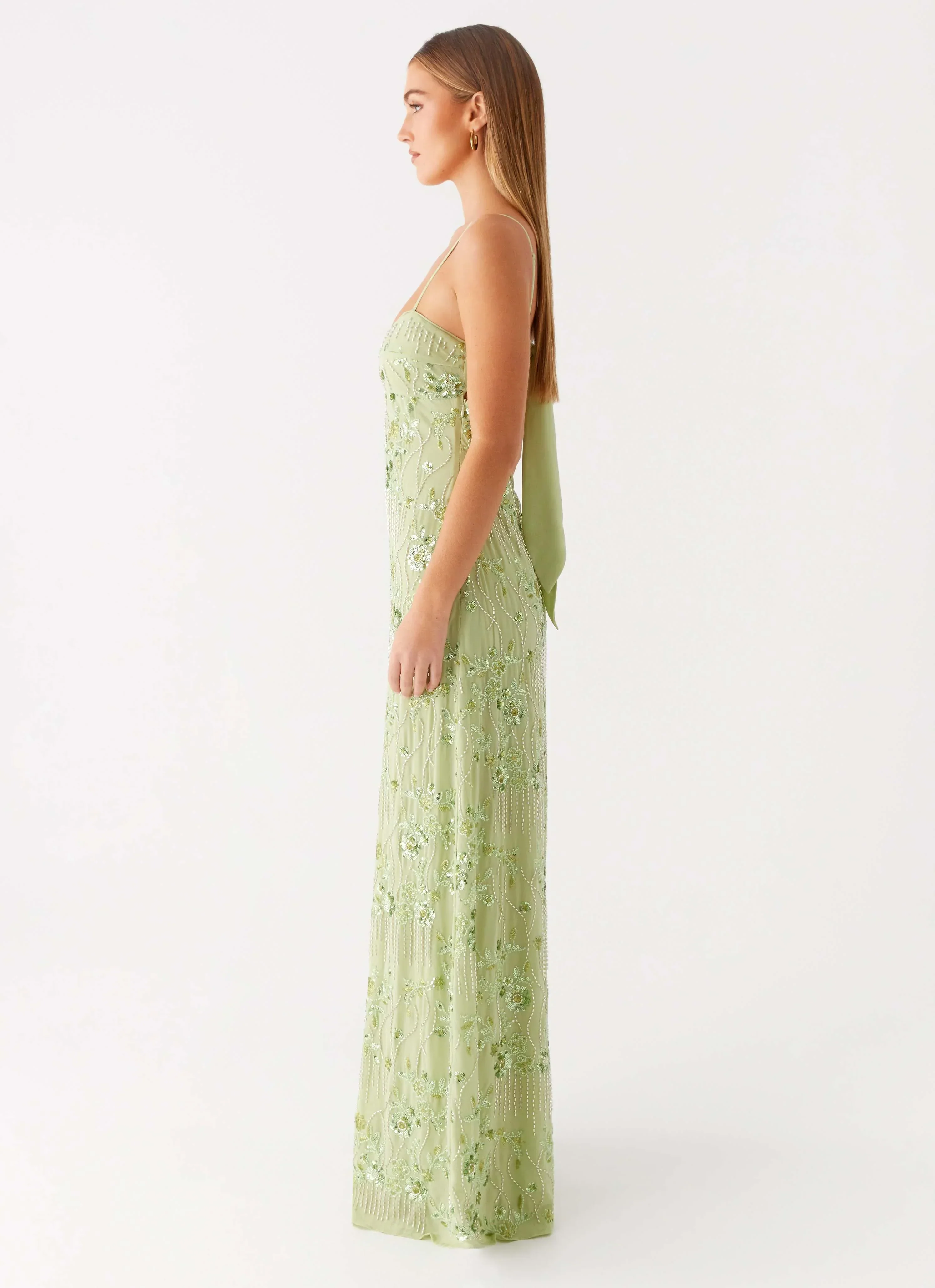 Celandine Beaded Maxi Dress - Lime - luluinthesky