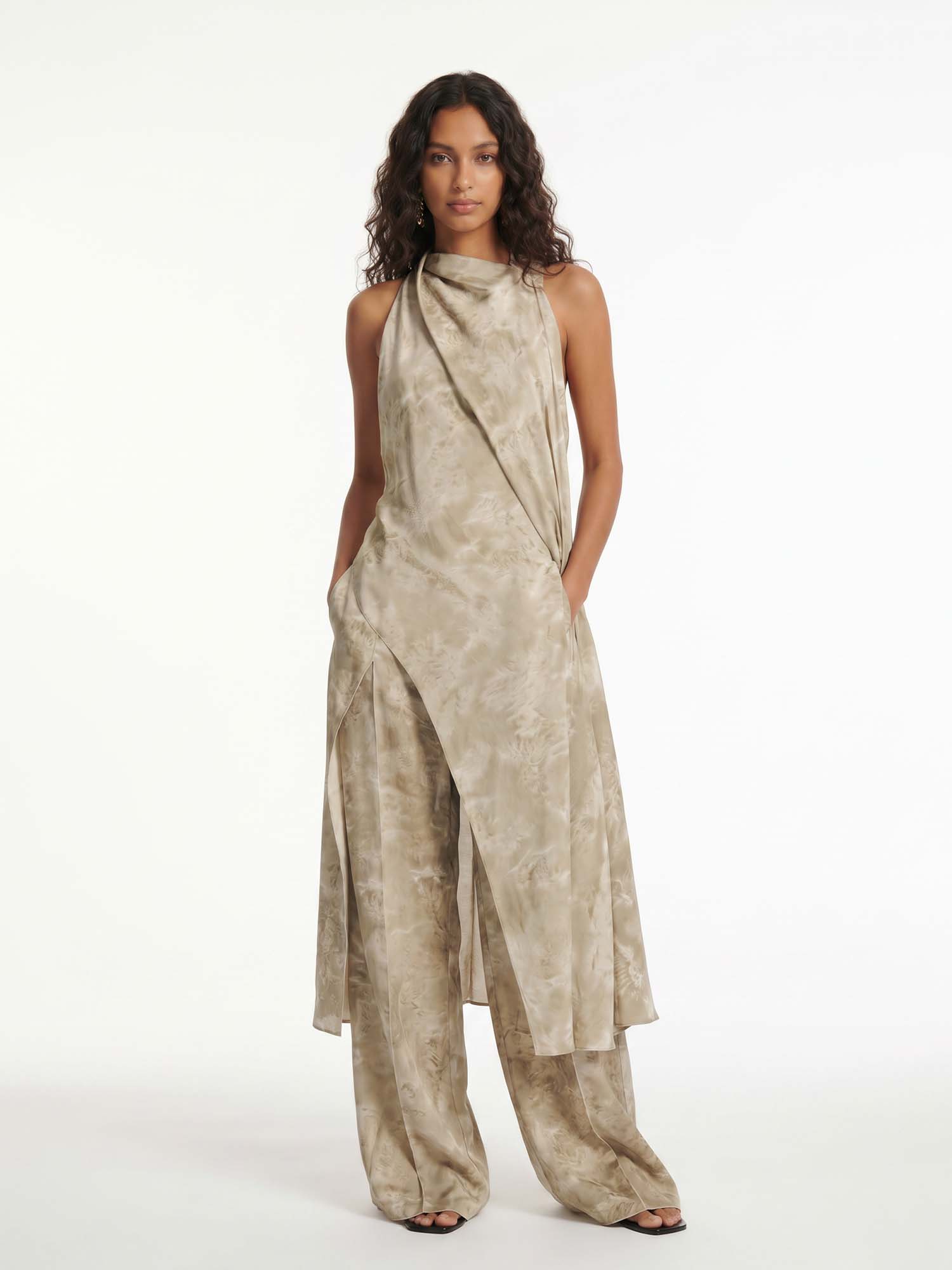 Draped Asymmetrical Halter Top