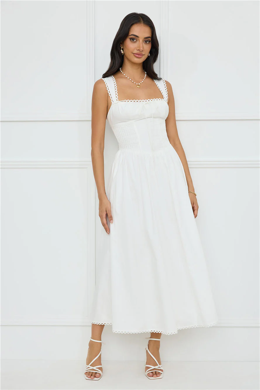 Luxe Serene Midi Dress White