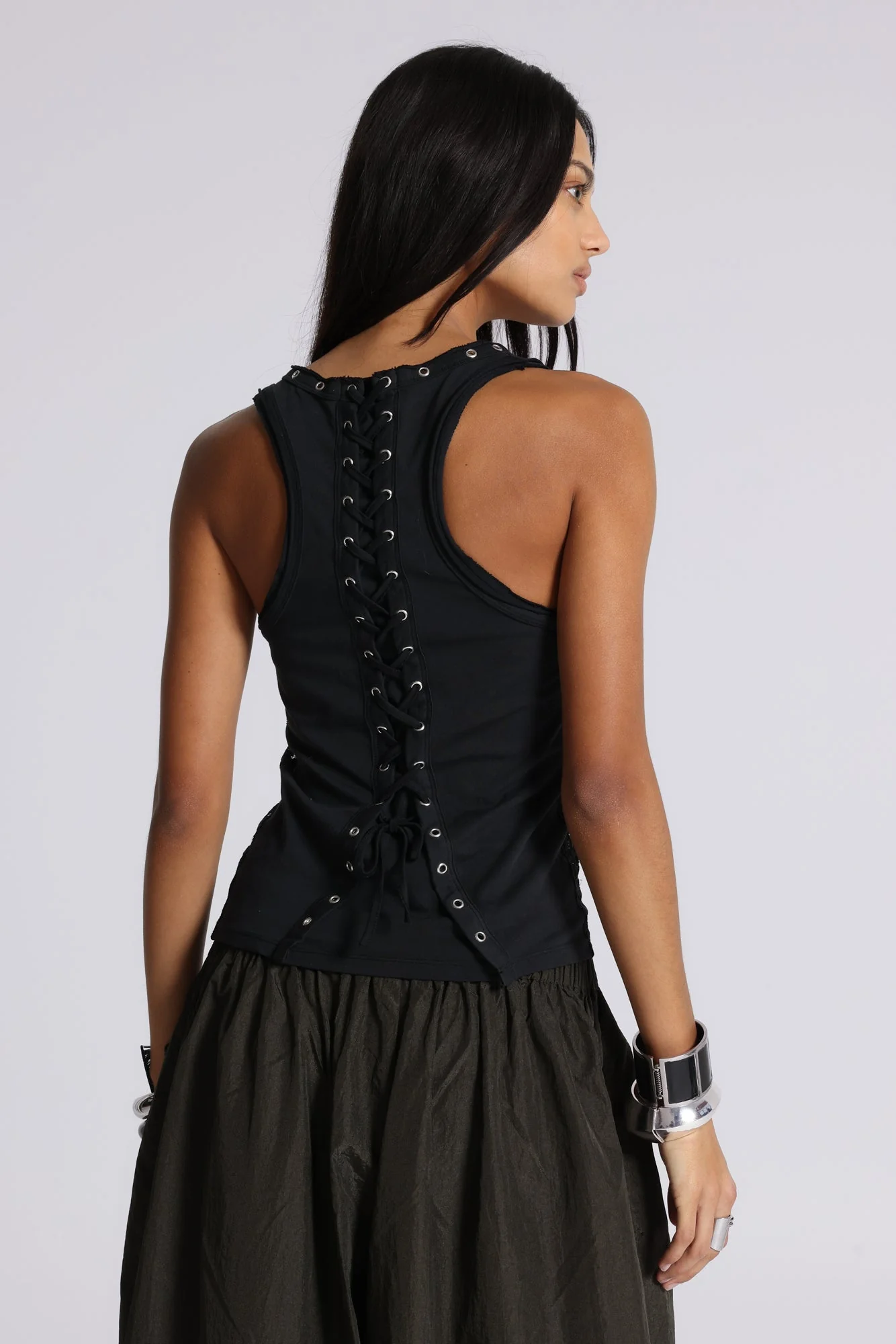 Ramona Burnout Vest Top in Black