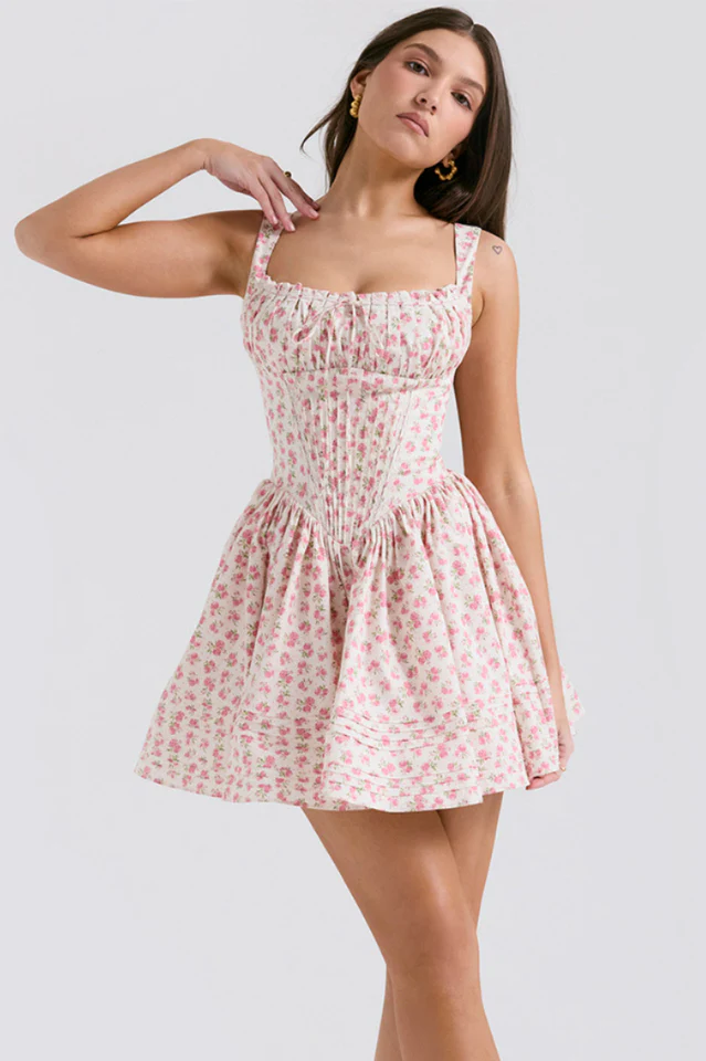 Natassia White Cotton Mini Dress