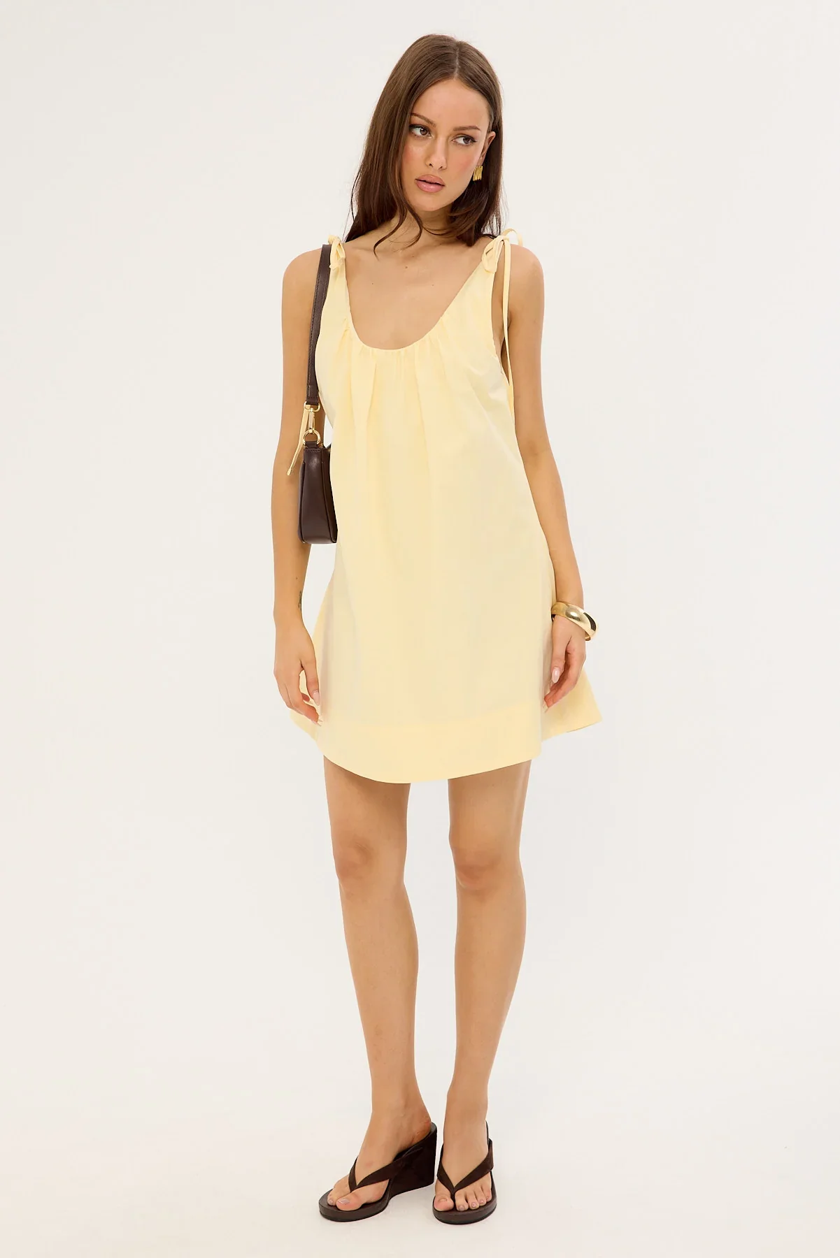 Perfect Stranger Penelope Tie Shoulder Mini Dress Butter