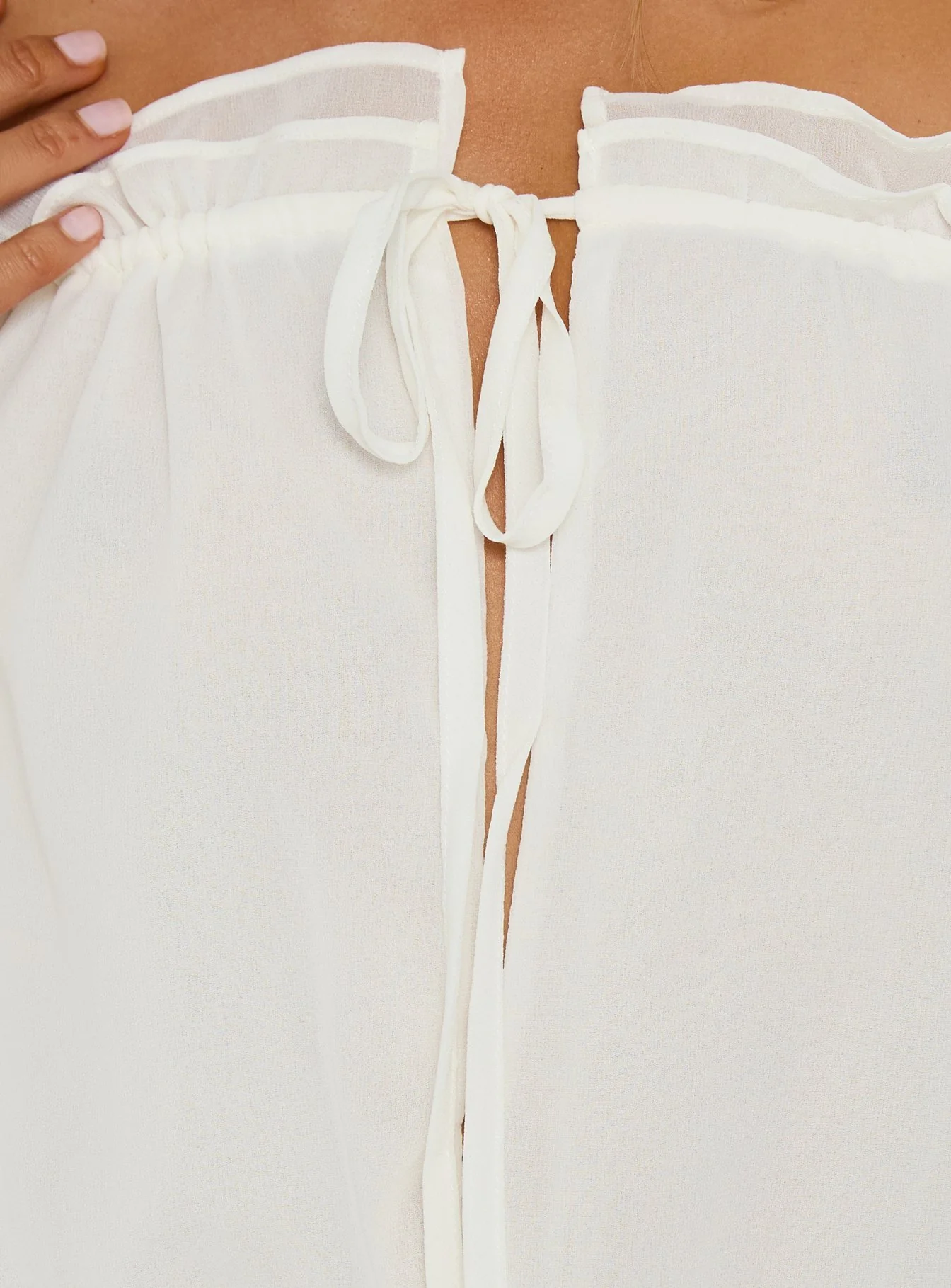 Felicita Off Shoulder Long Sleeve Chiffon Mini Dress Off White - luluinthesky