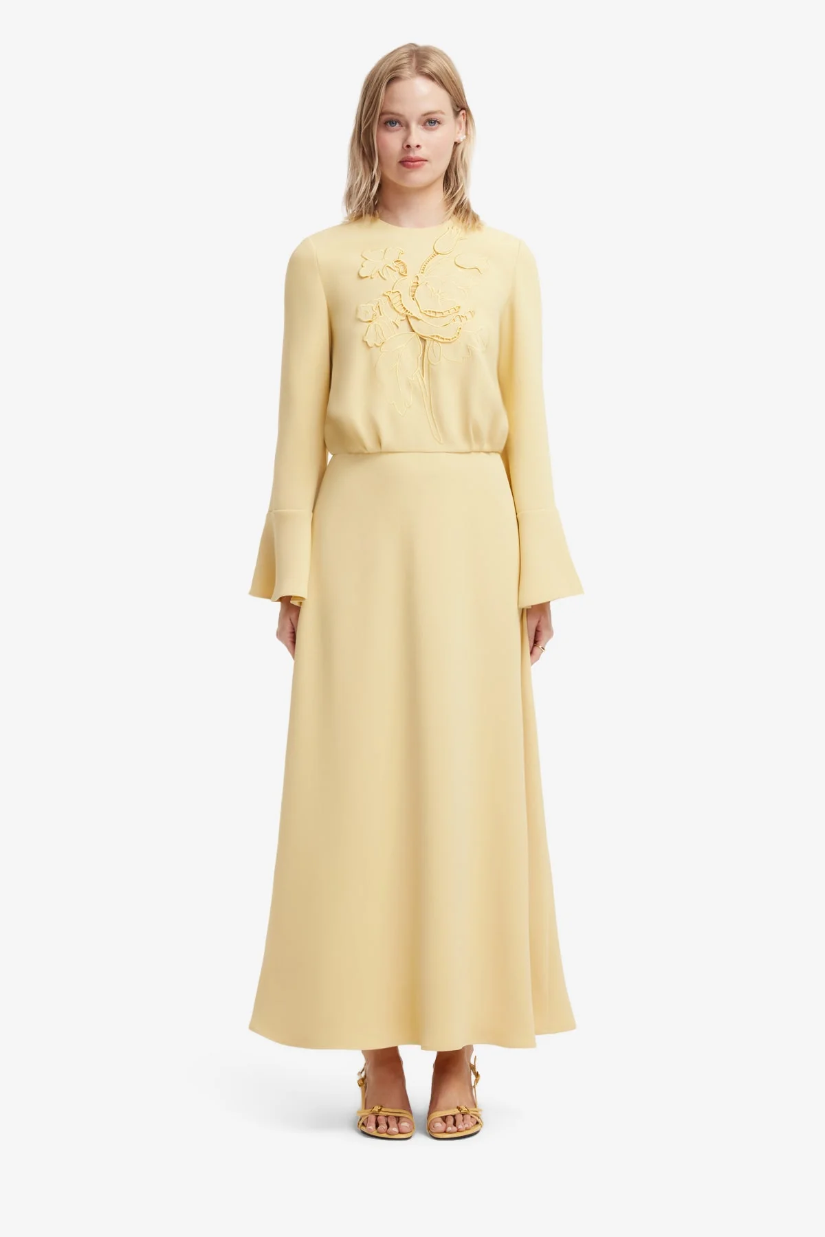 Kinsley Appliqué Maxi Dress - Dusty Yellow