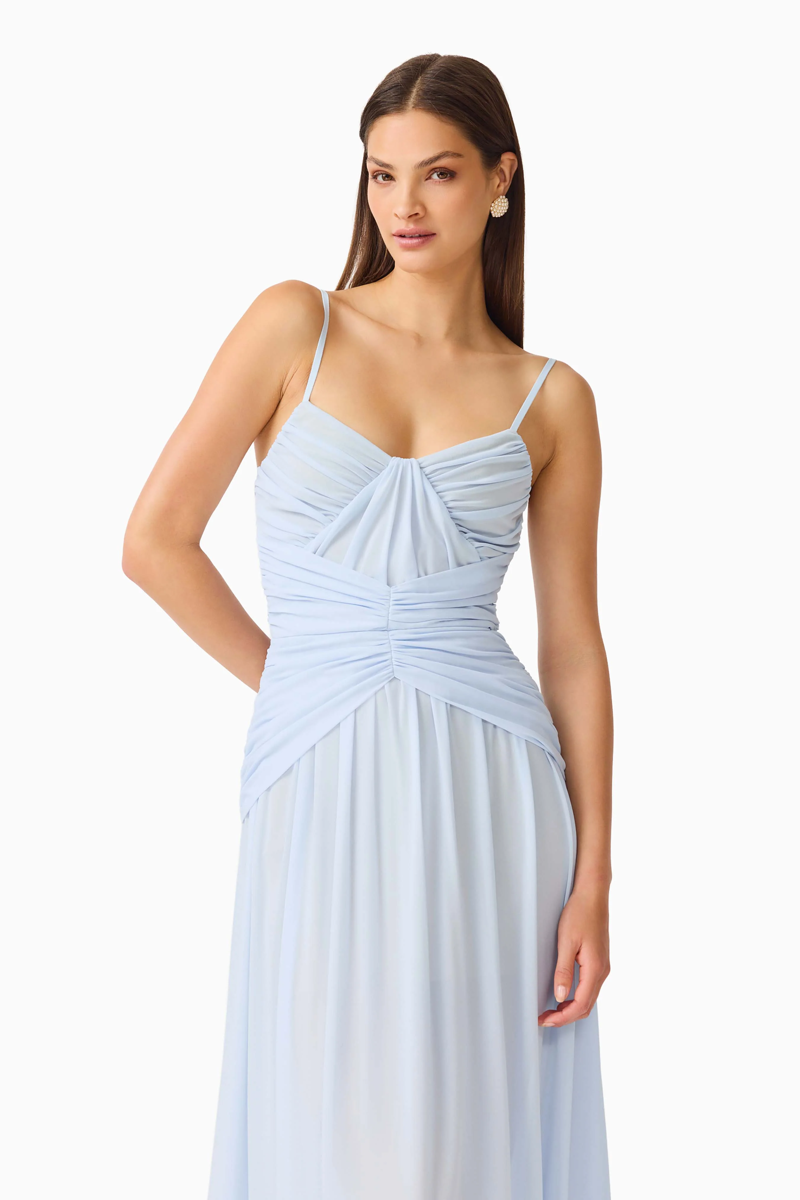Florencea Drop Waist Maxi Dress in Powder Blue