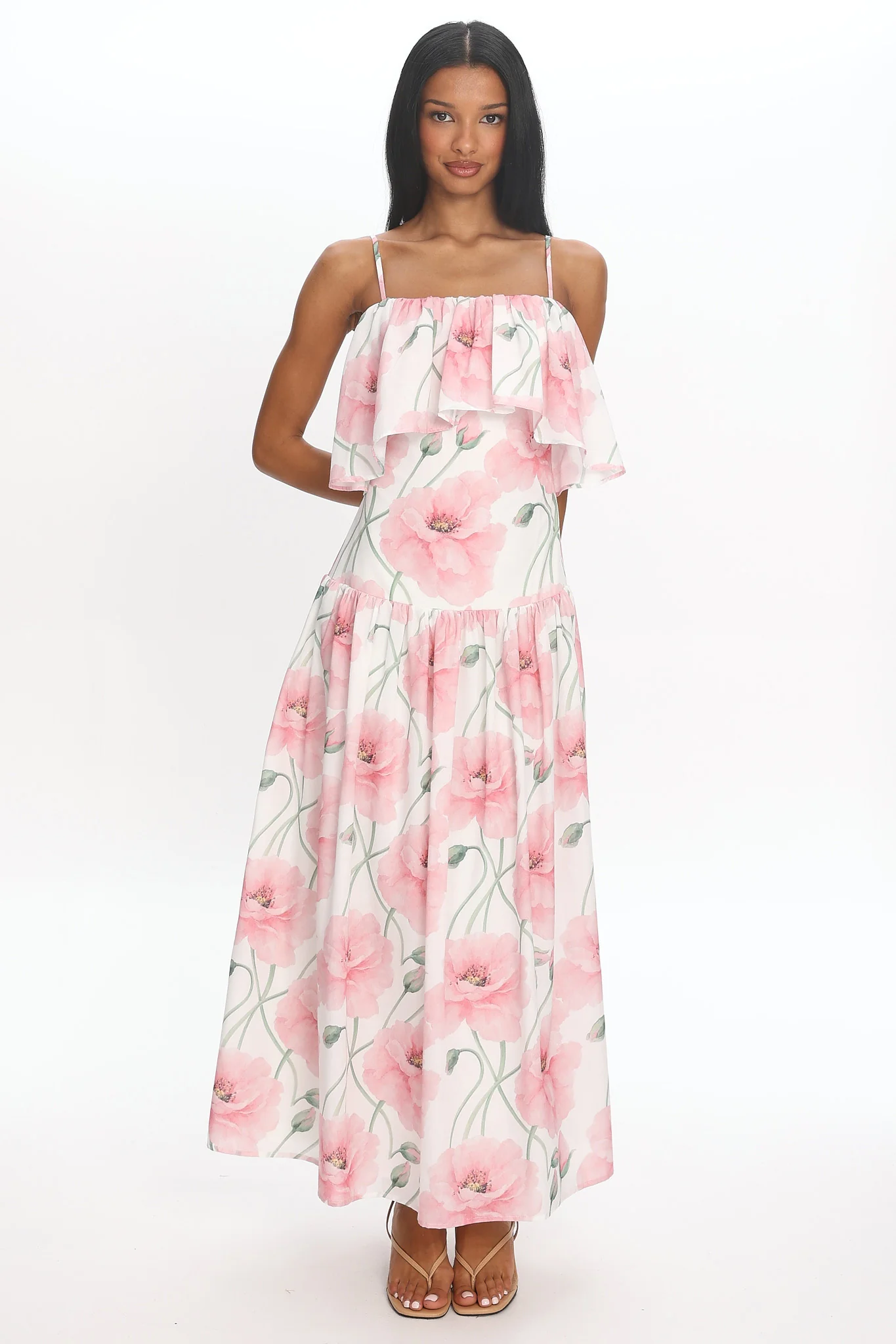 Poppy Fields Tiered Maxi Dress Pink