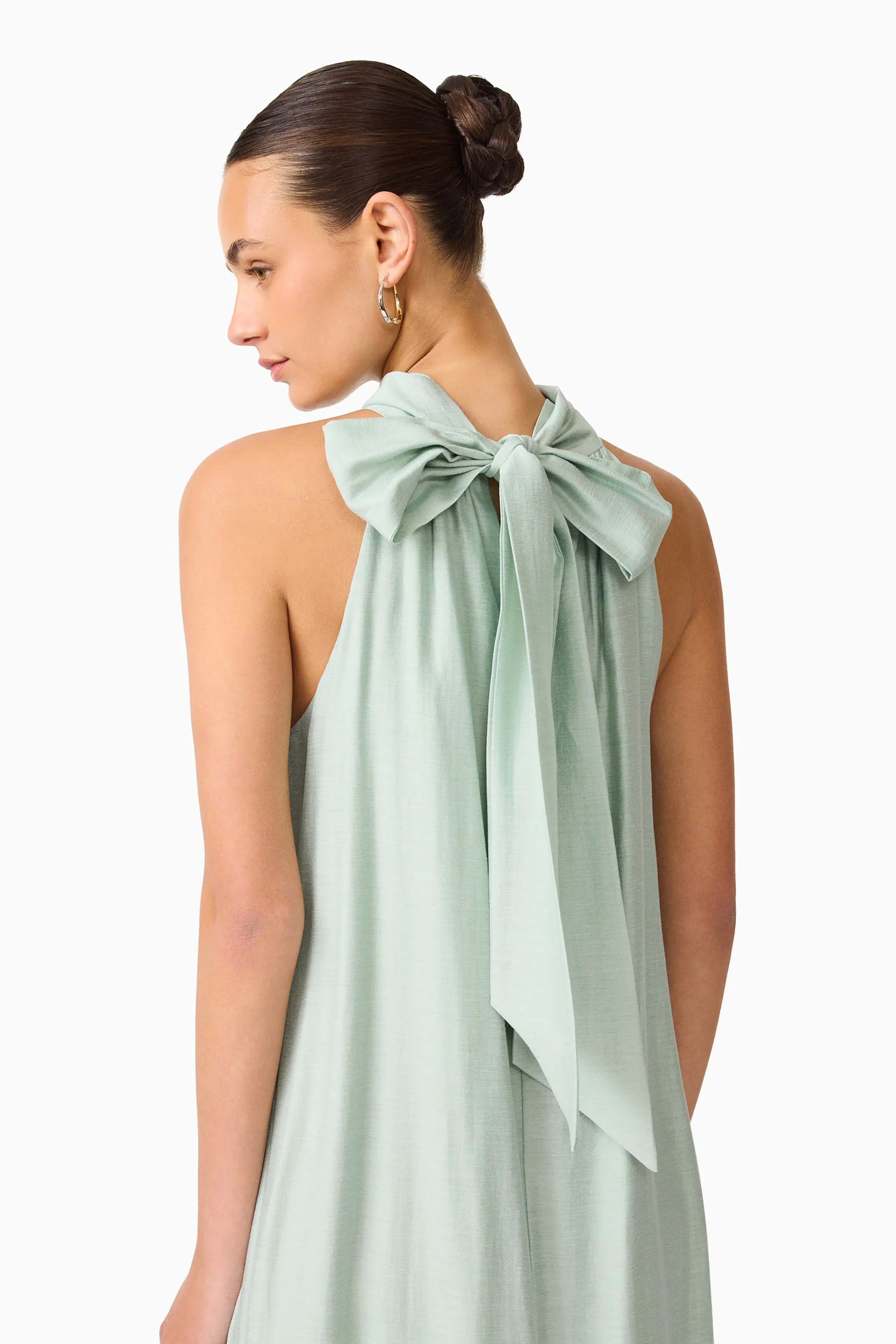 CURAAE Isaline Halter Maxi Dress in Sage Green
