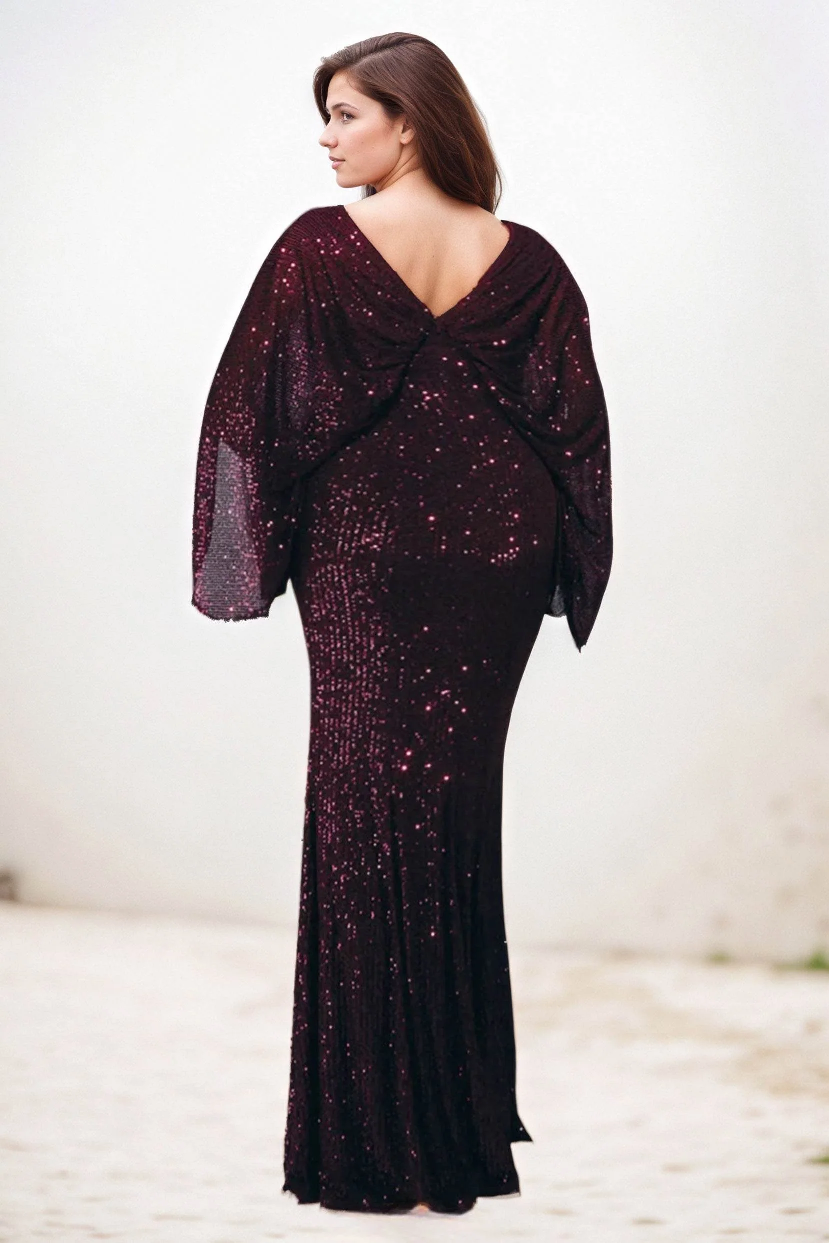 Sheath-Column Maxi Sequined Wedding Guest Dress CG0284