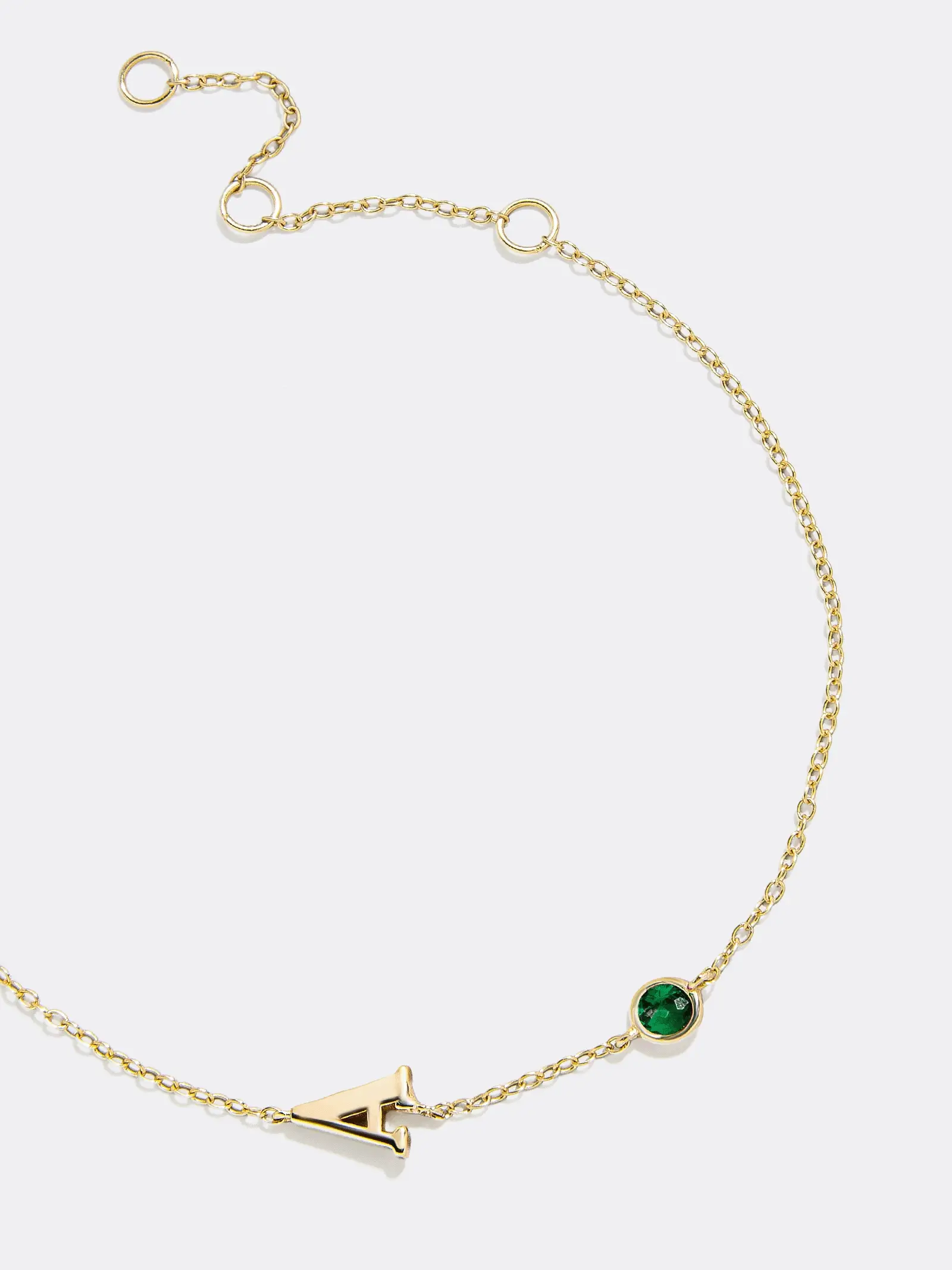 14K Gold Initial Birthstone Custom Bracelet - Crystal