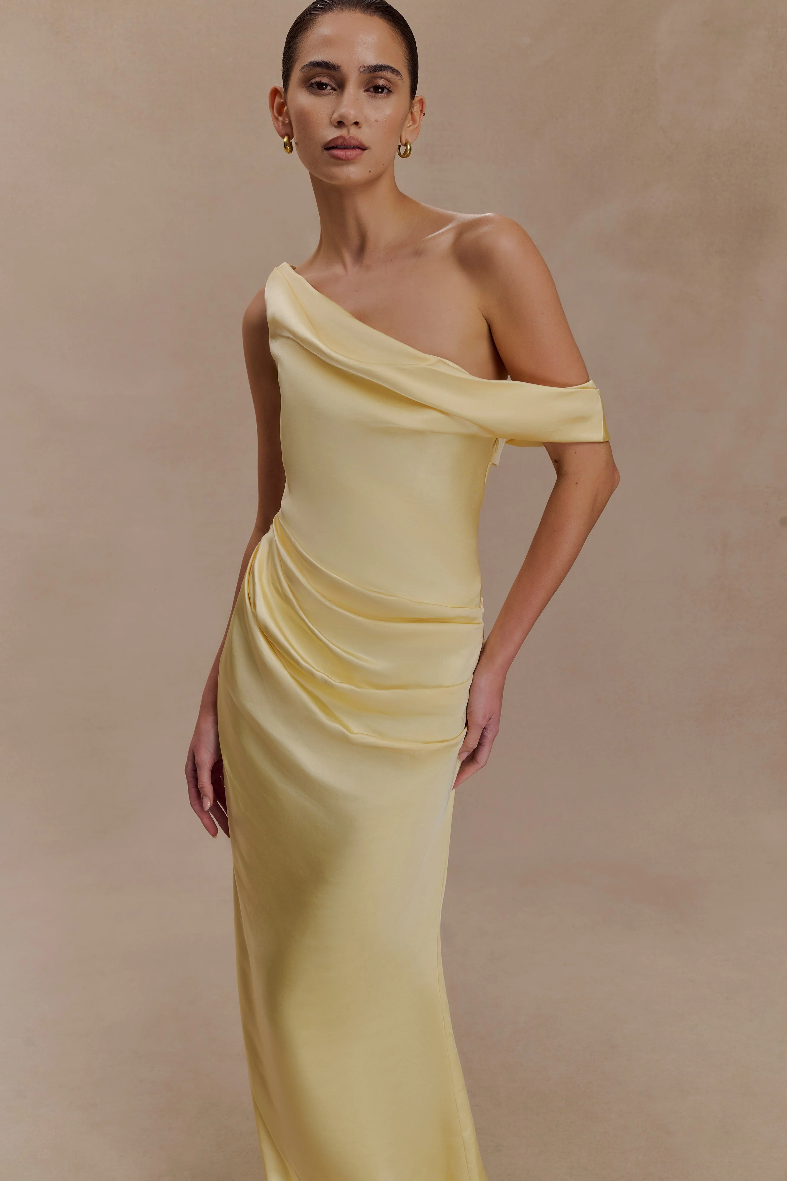 Dalia-Off-Shoulder-Satin-Maxi-Dress-Lemon