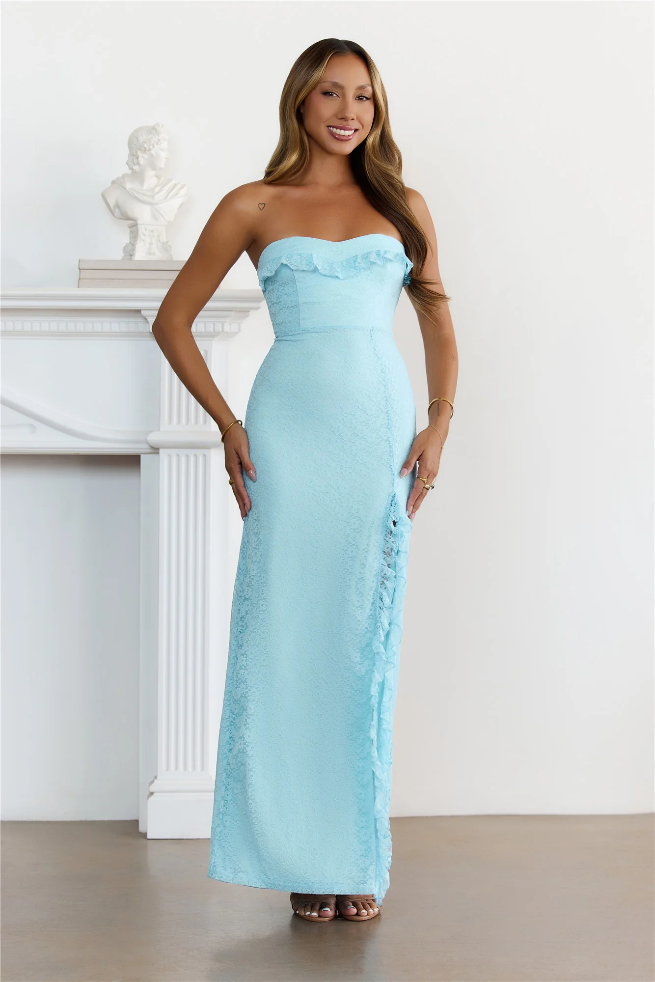 Midnight Coast Strapless Maxi Dress Blue