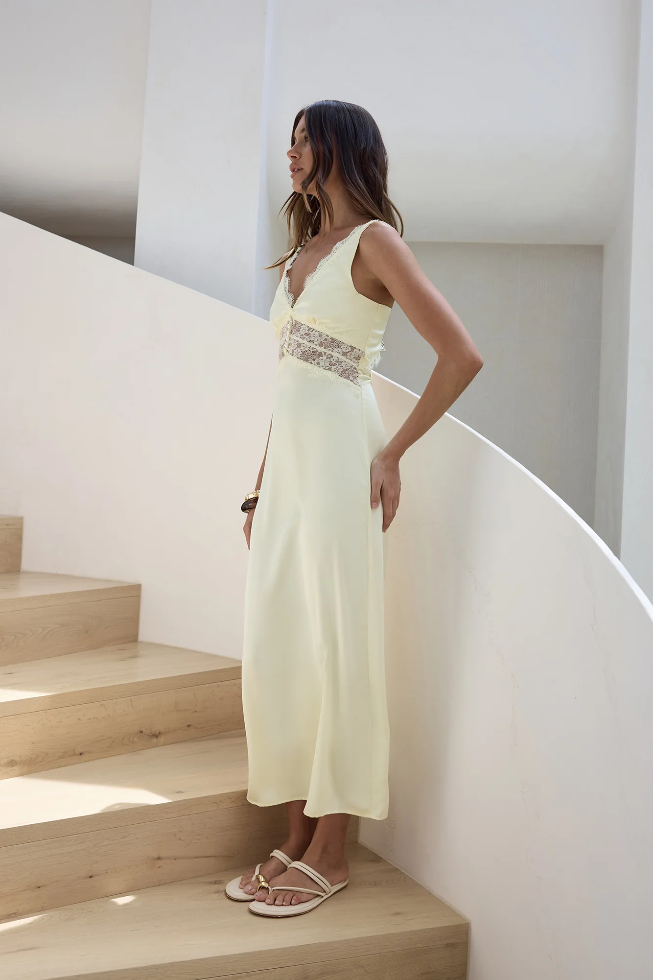 Romantic One Satin Maxi Dress Yellow