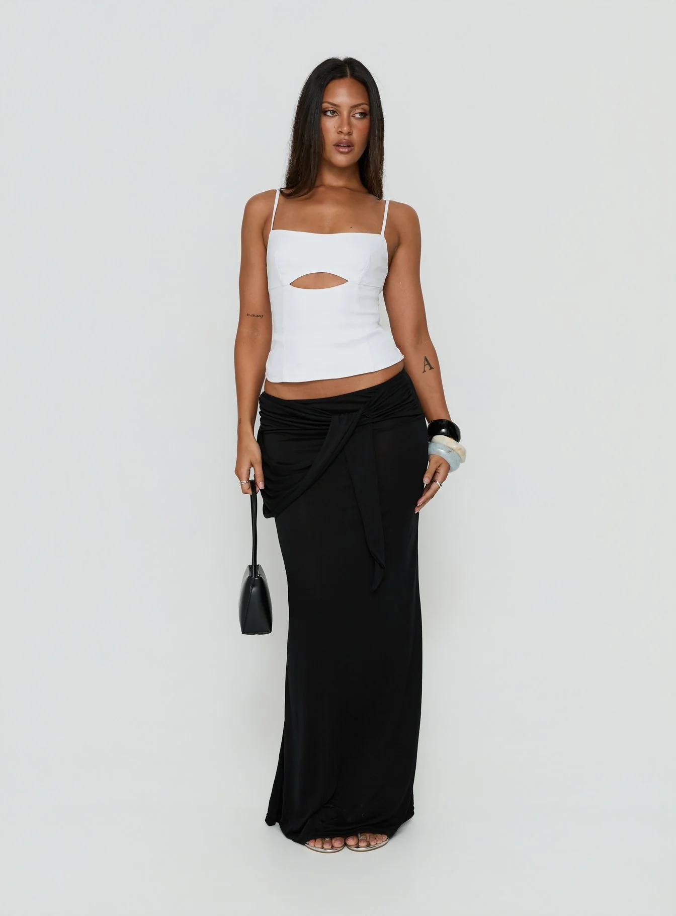 Samelia Wrap Maxi Skirt Black