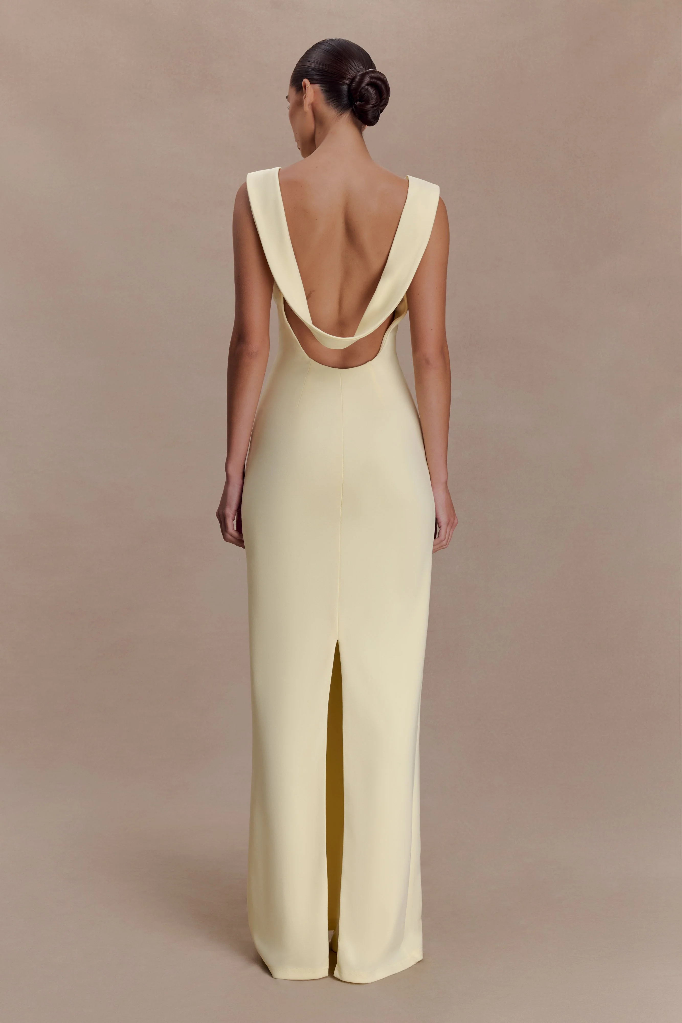 Galilea Crepe Draped Maxi Dress - Lemon