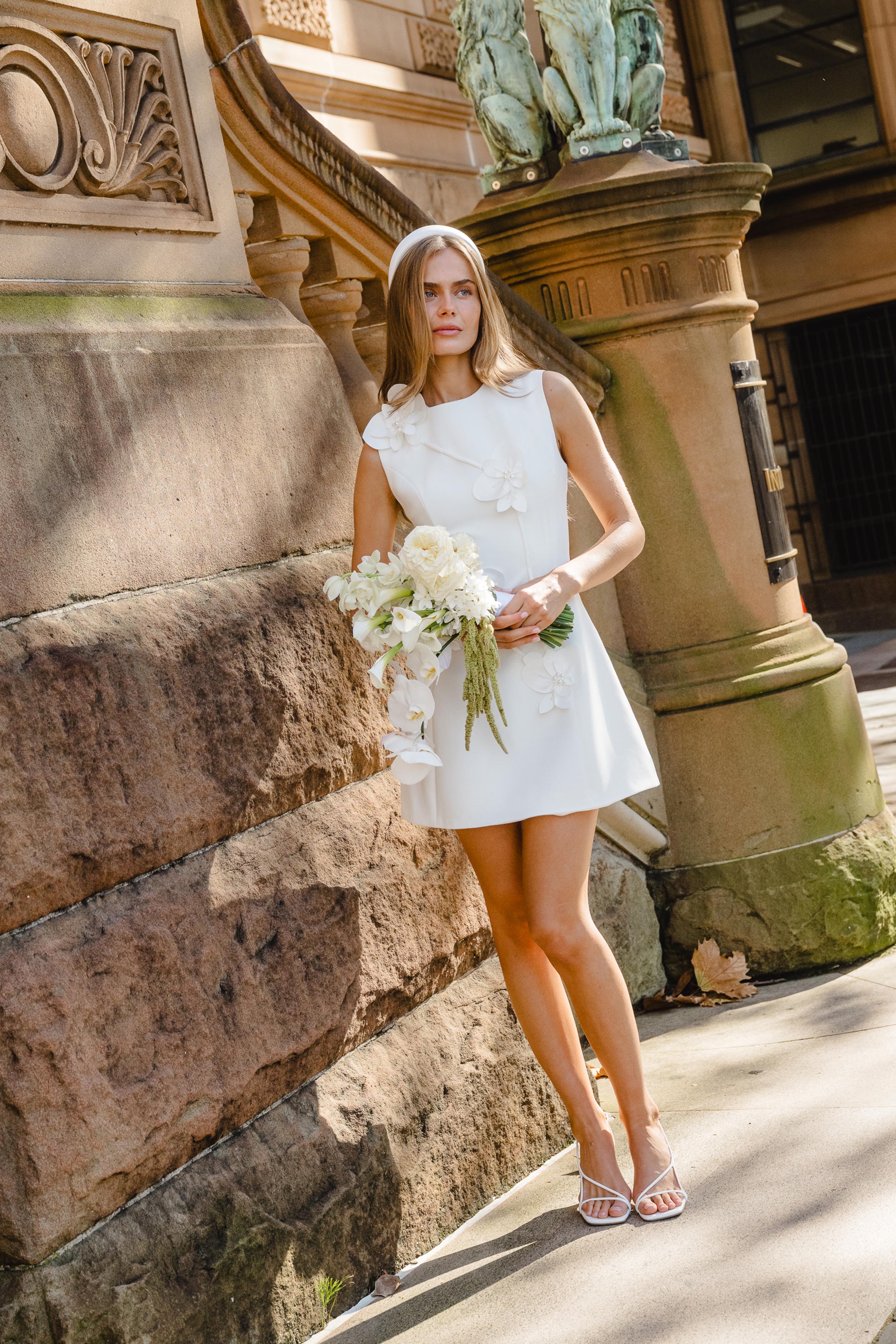 Reina Applique Mini Dress Dress White