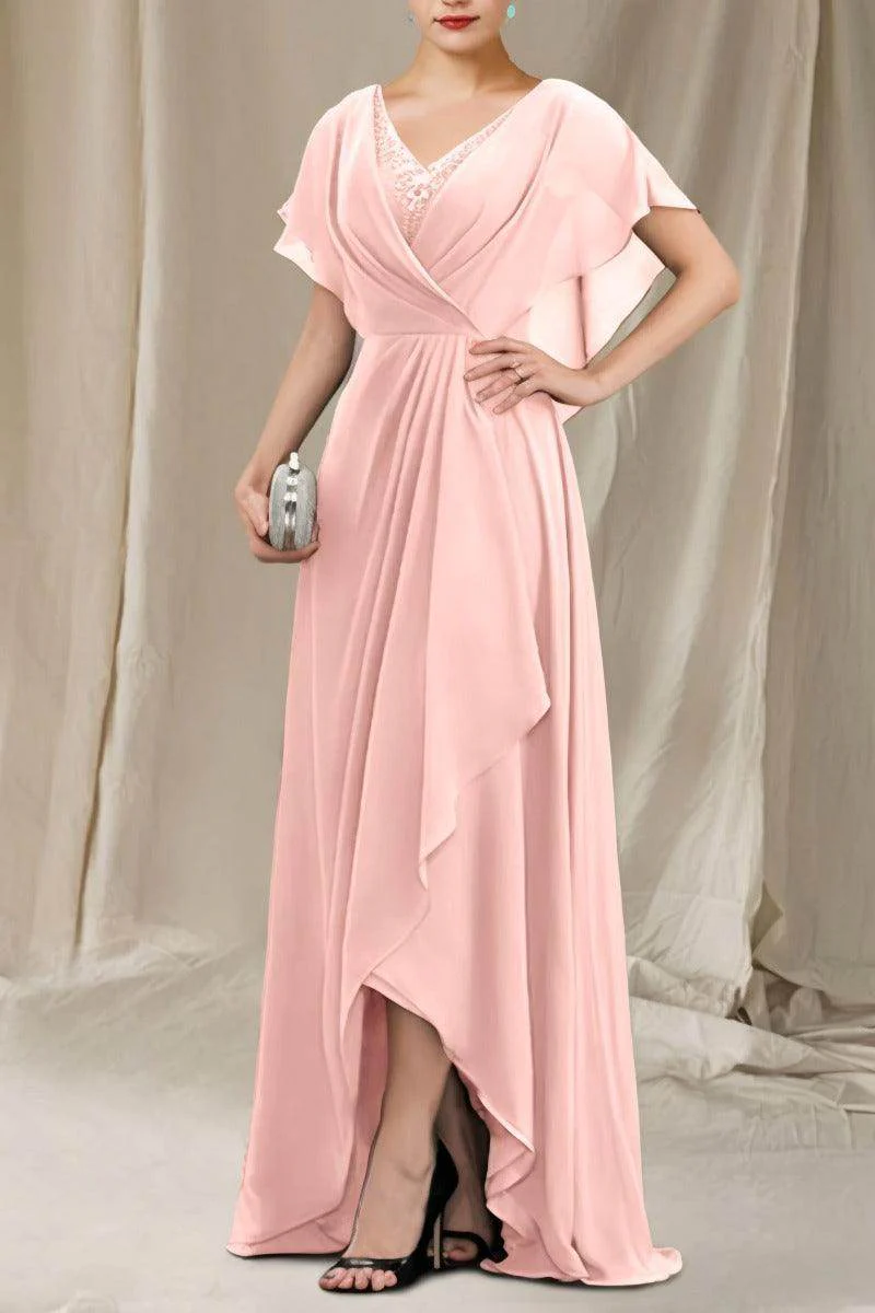 A-Line Sweep-Brush Train Chiffon Mother Dress CM0080