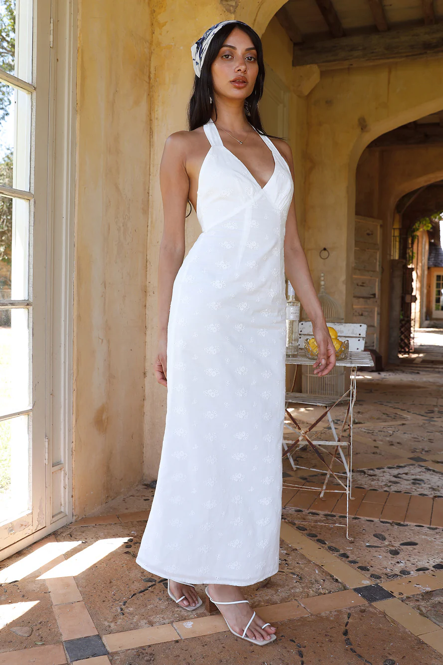 Thalassa Halter Midi Dress White - luluinthesky