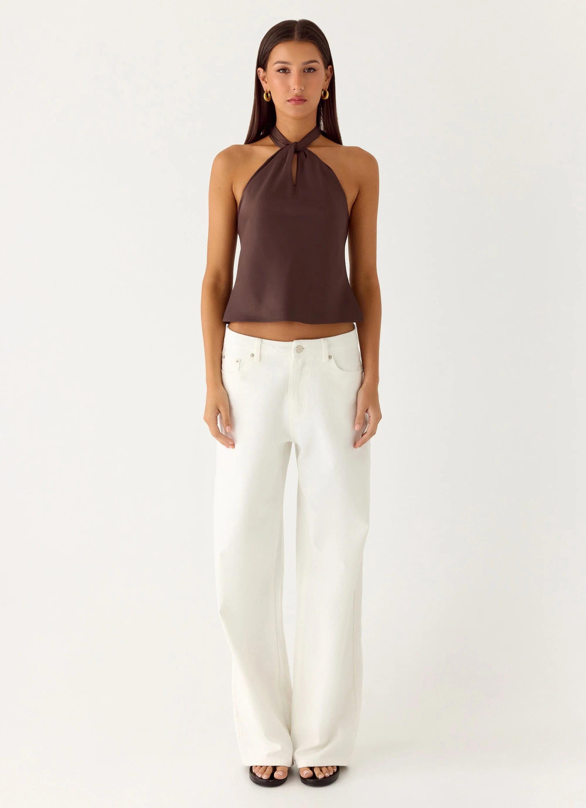 Maddox Scarf Top - Chocolate