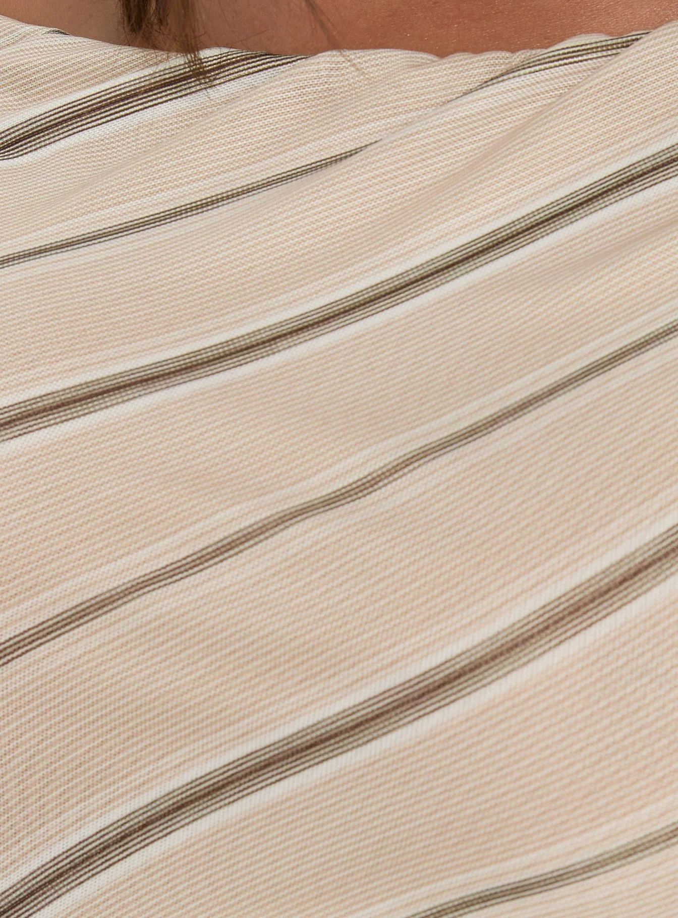 Jamyma Asymmetrical Mini Dress Beige Stripe