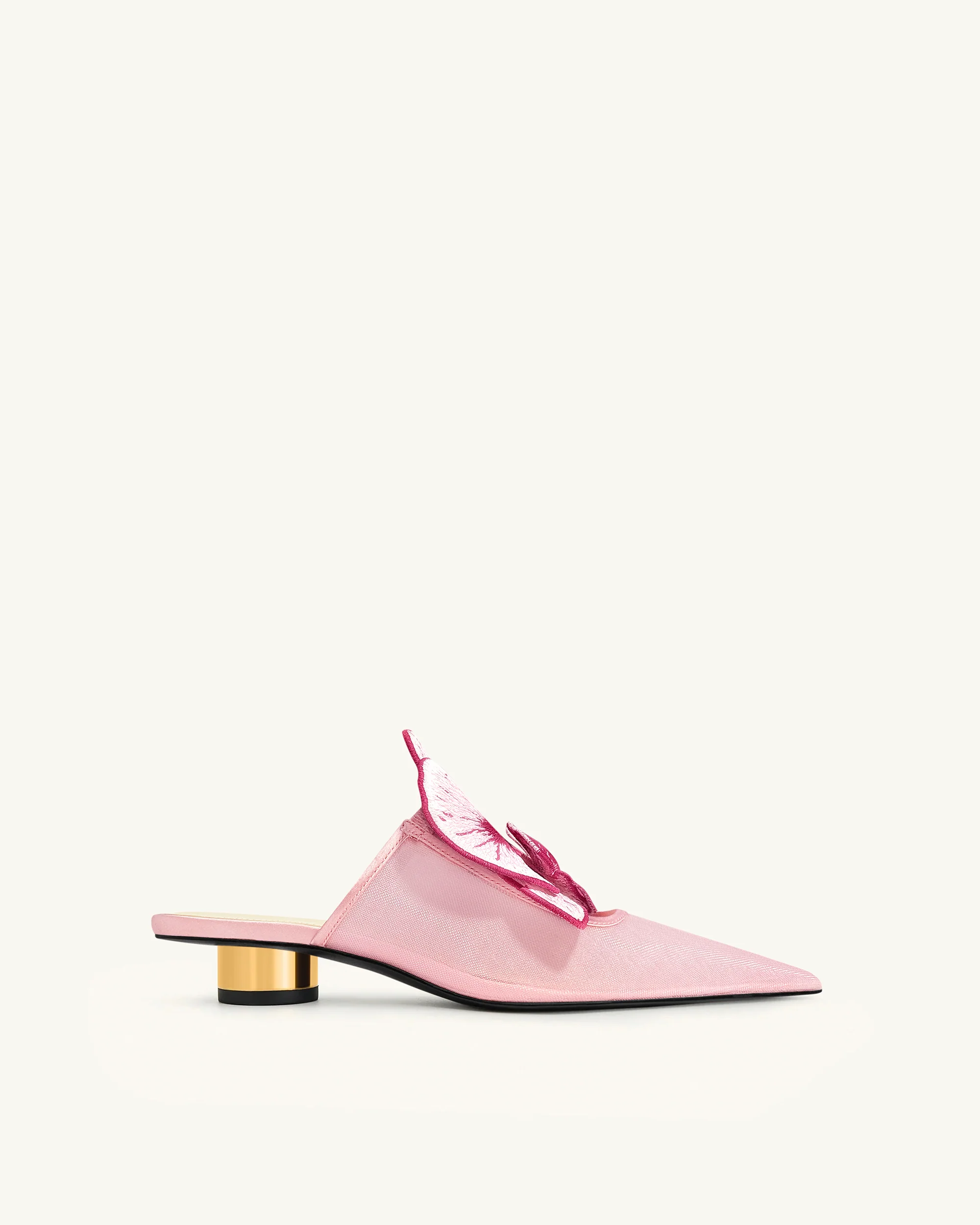 Helena Embroidery Decoration Pierced Mules - Pink