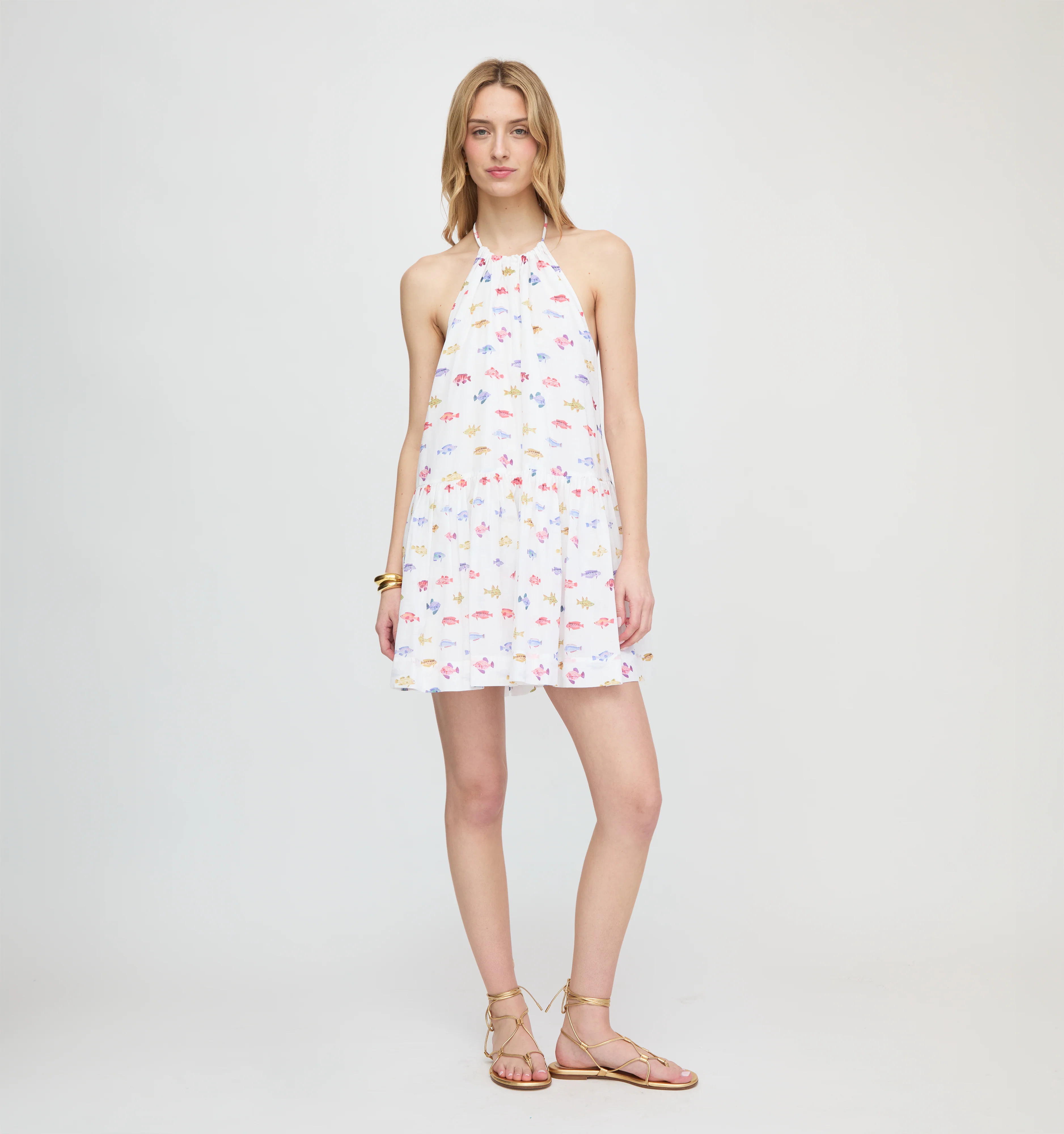 The Sol Tunic Dress - White Rainbow Fish