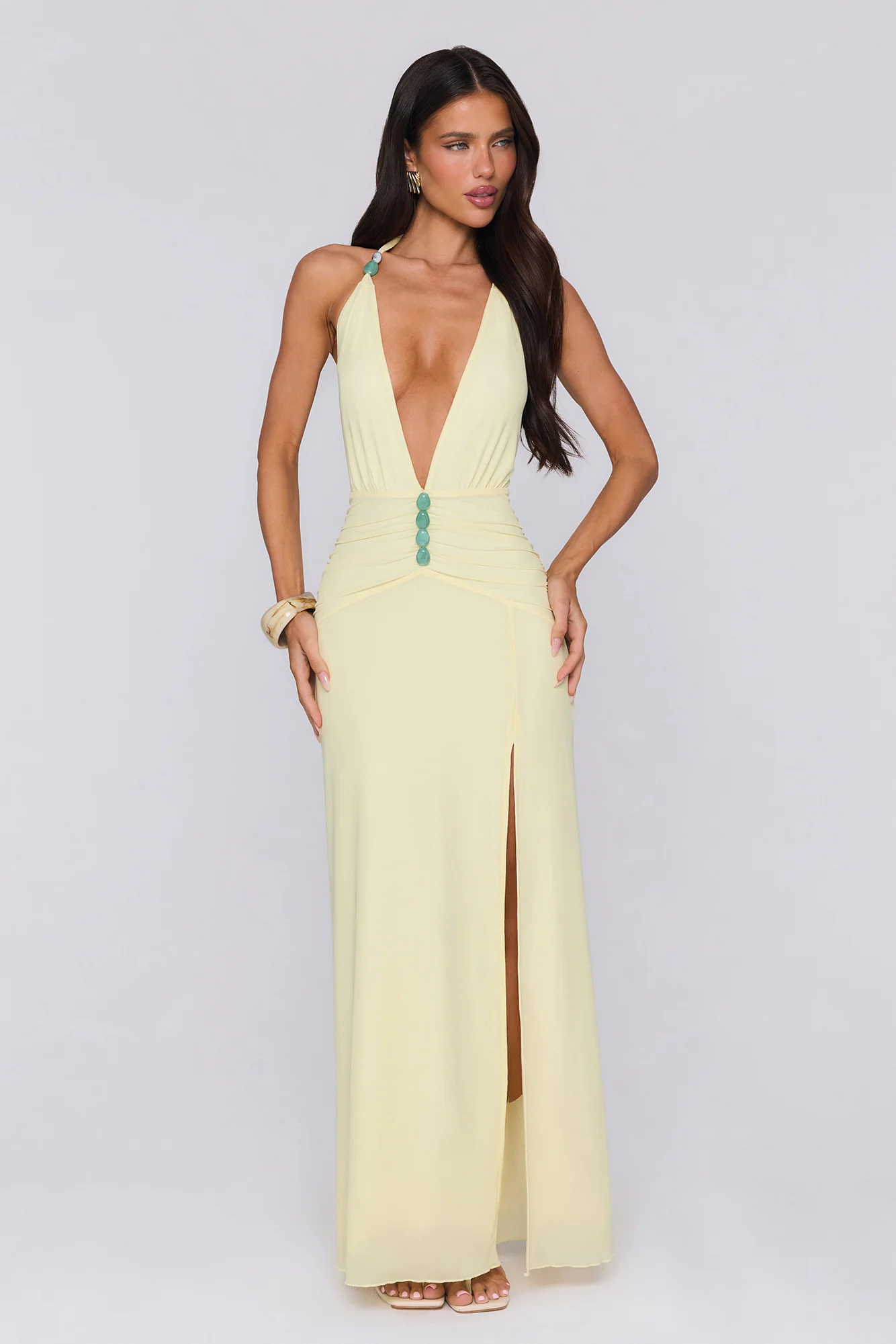Secret Embrace Halter Maxi Dress Yellow