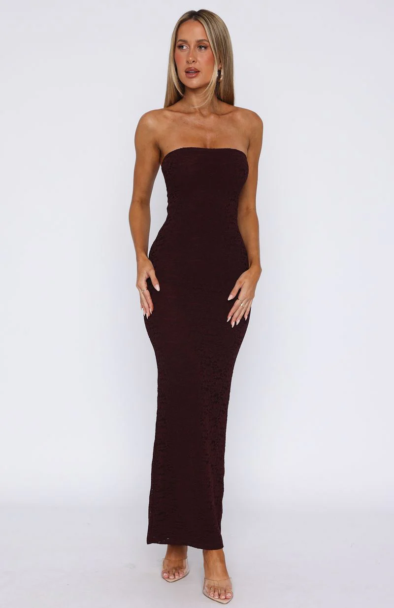 Mad Love Strapless Maxi Dress Burgundy