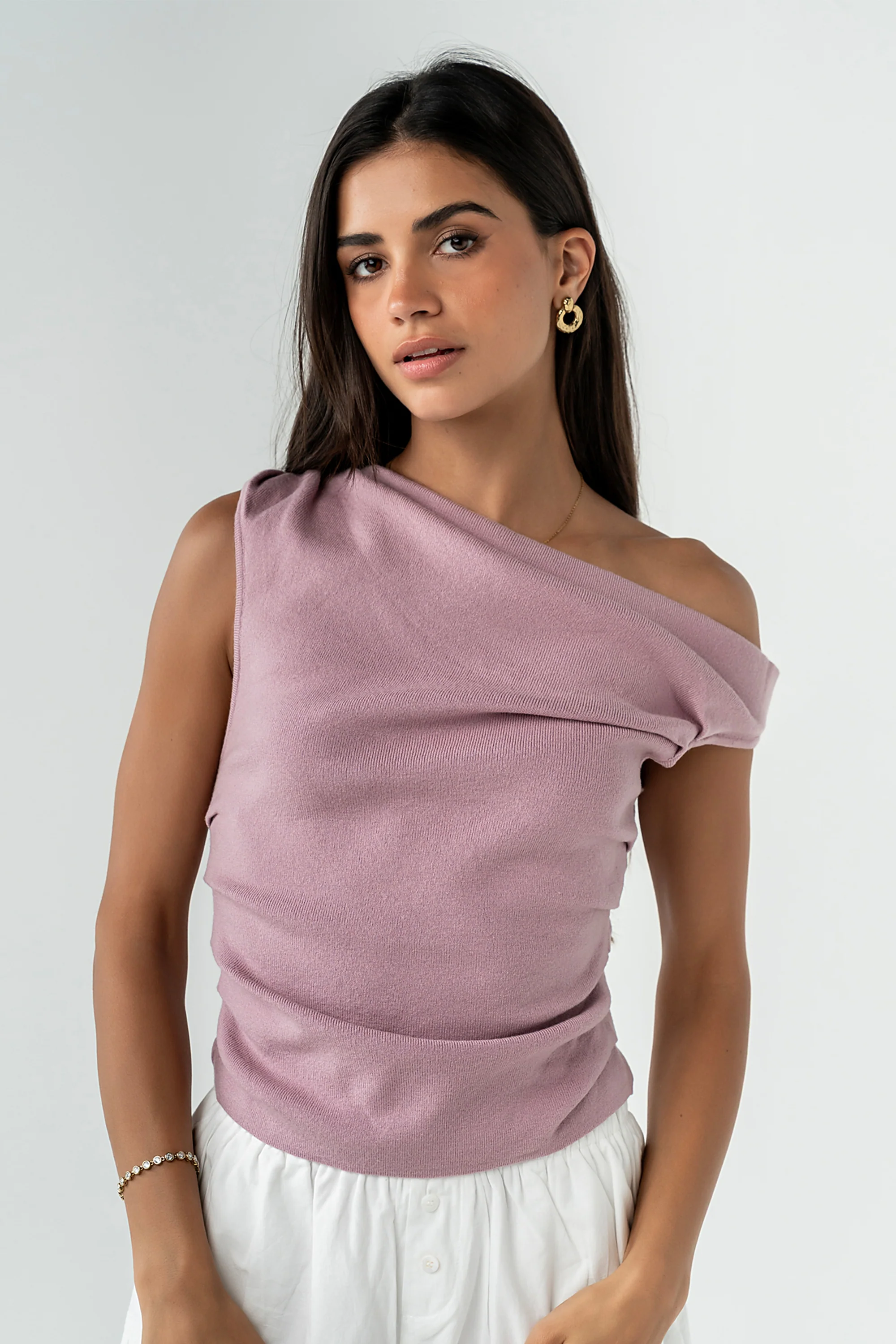 Susanna Asymmetrical Top in Mauve